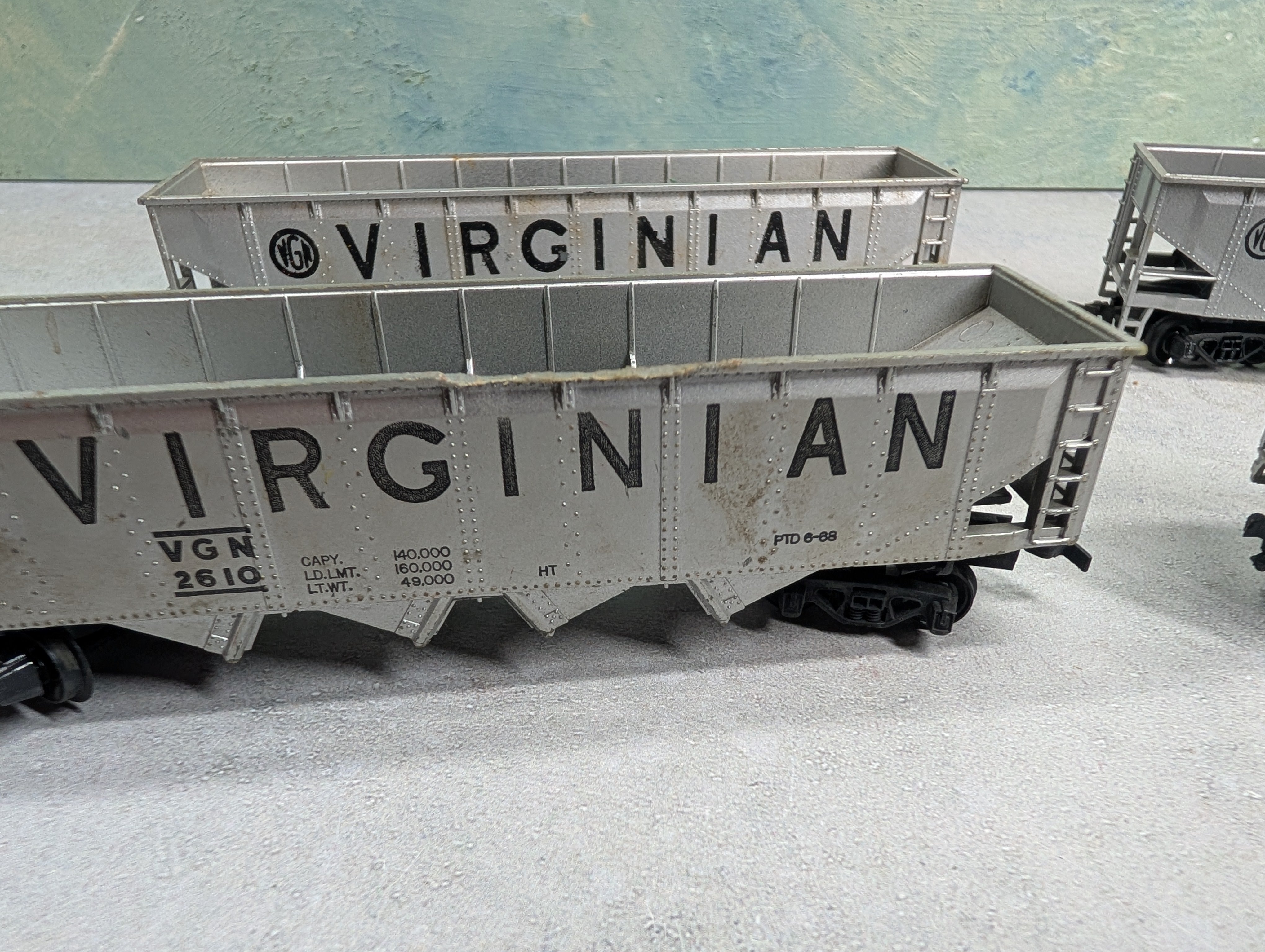 USED Tyco HO Scale Lot of Quad Hoppers Virginian VGN #2610 (4 pcs)