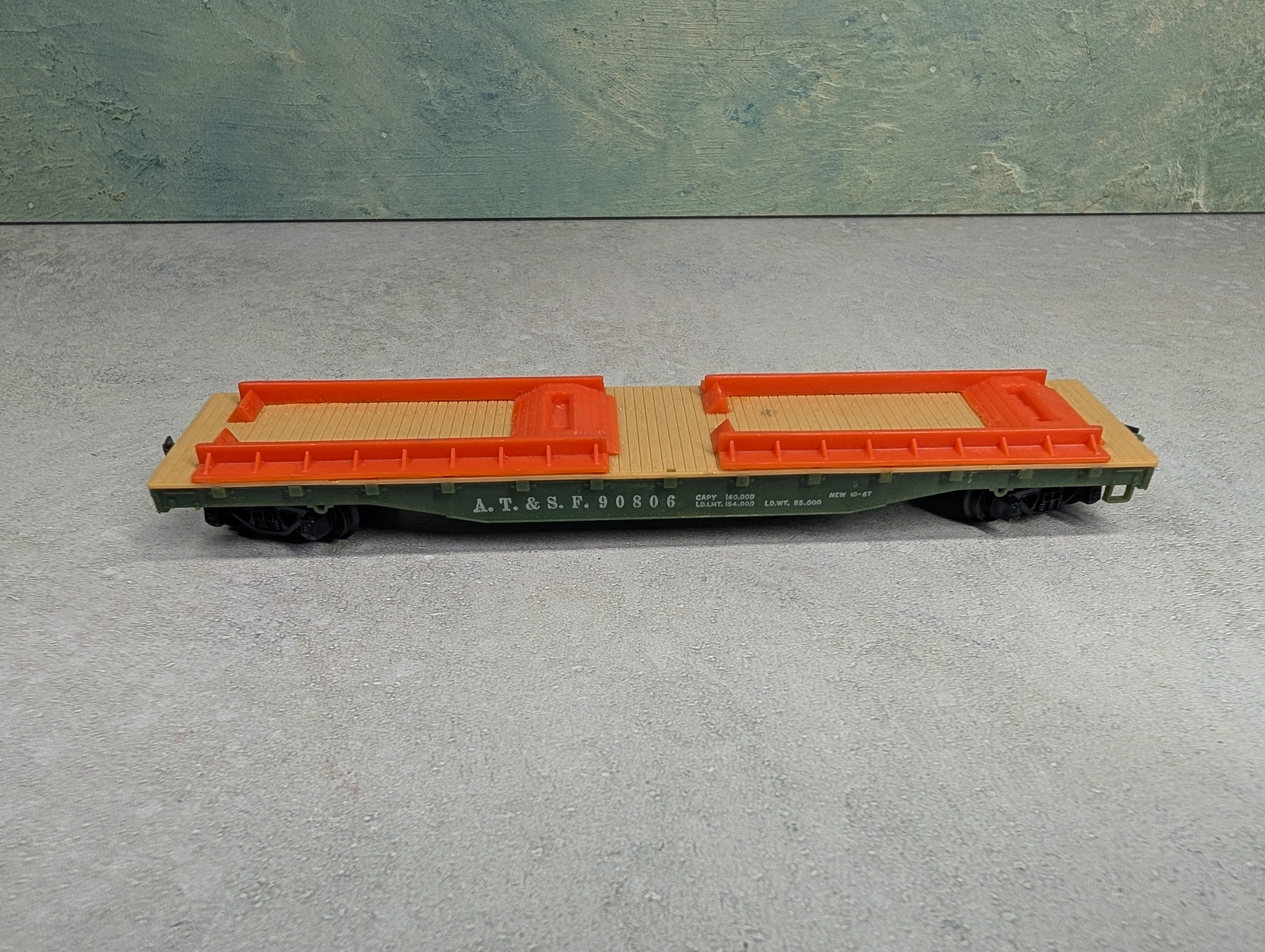 USED Tyco HO Scale 50' Flat Car Santa Fe ATSF #90806