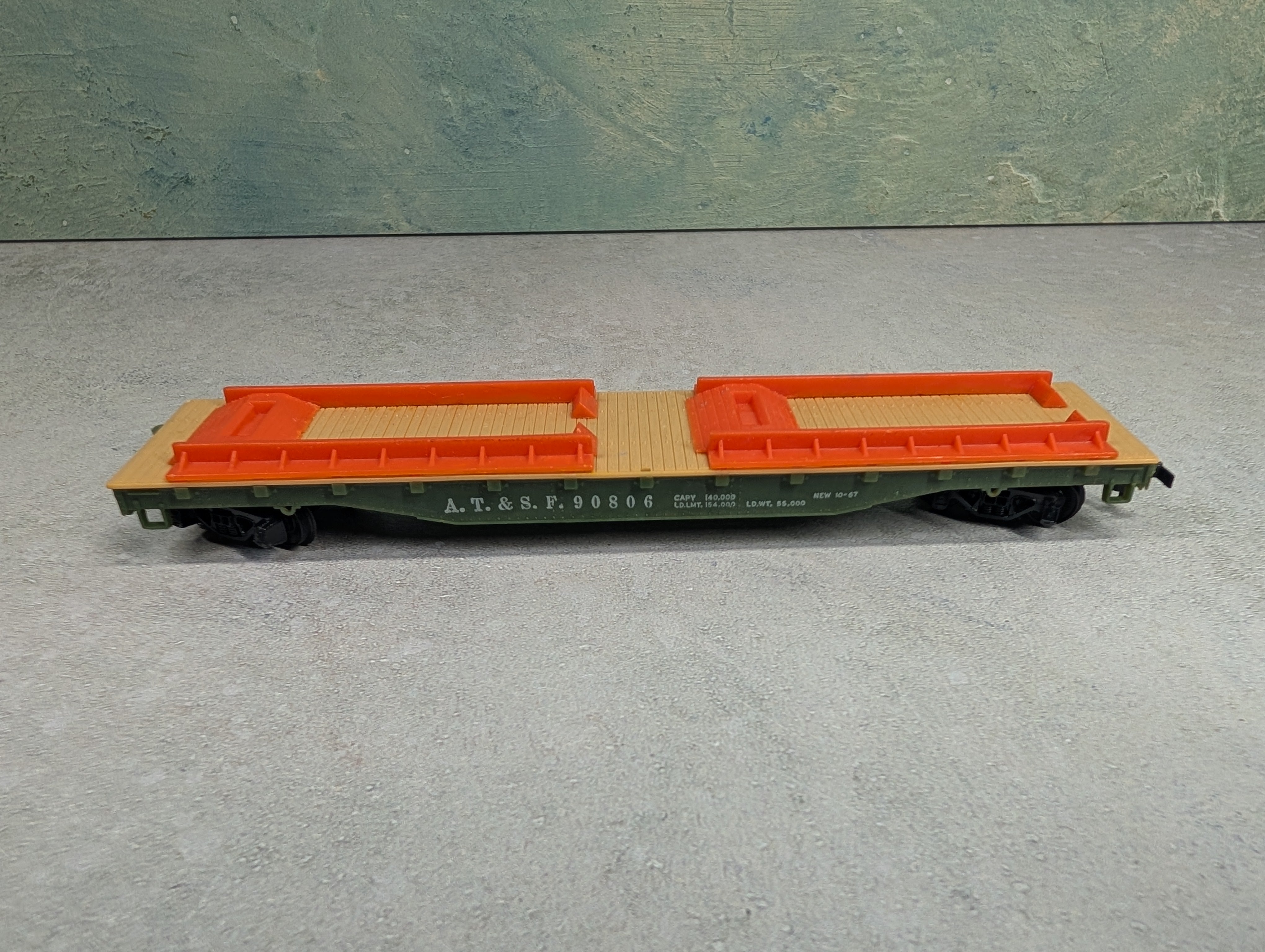 USED Tyco HO Scale 50' Flat Car Santa Fe ATSF #90806