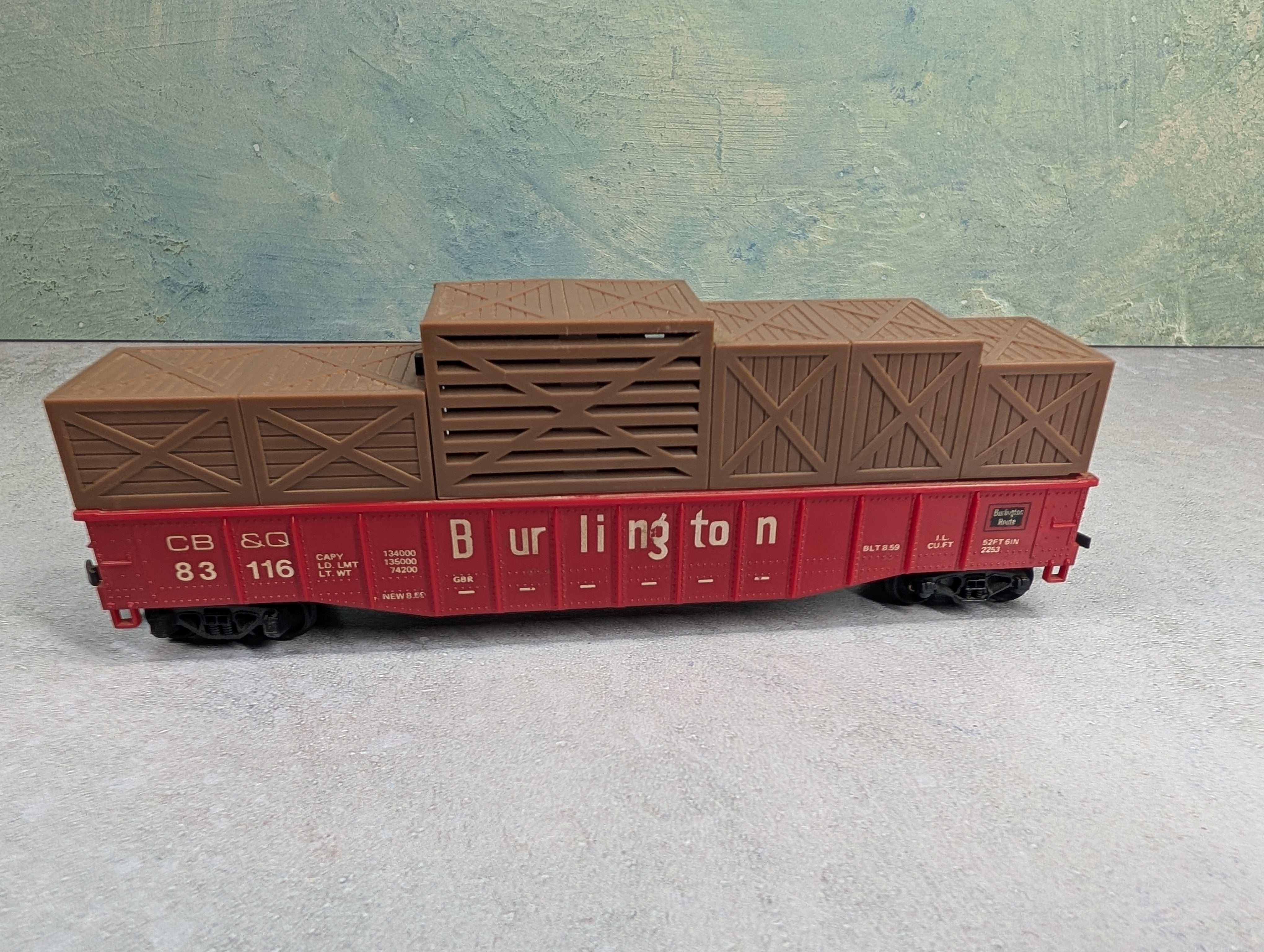 USED AHM HO Scale 50' Gondola Sound Car Burlington CB&Q #83116