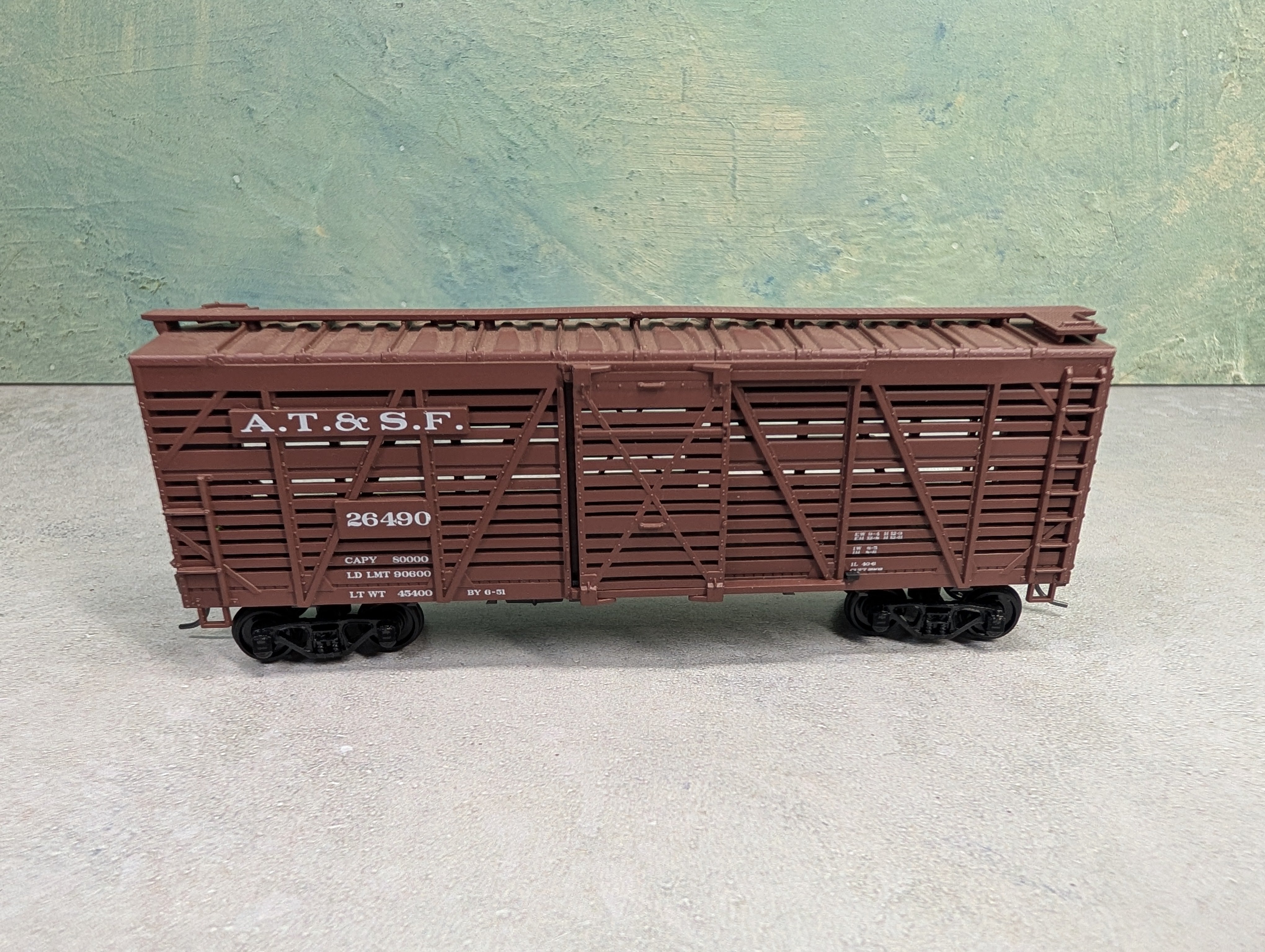 USED Athearn HO Scale 40' Cattle Stock Car Santa Fe ATSF #26490
