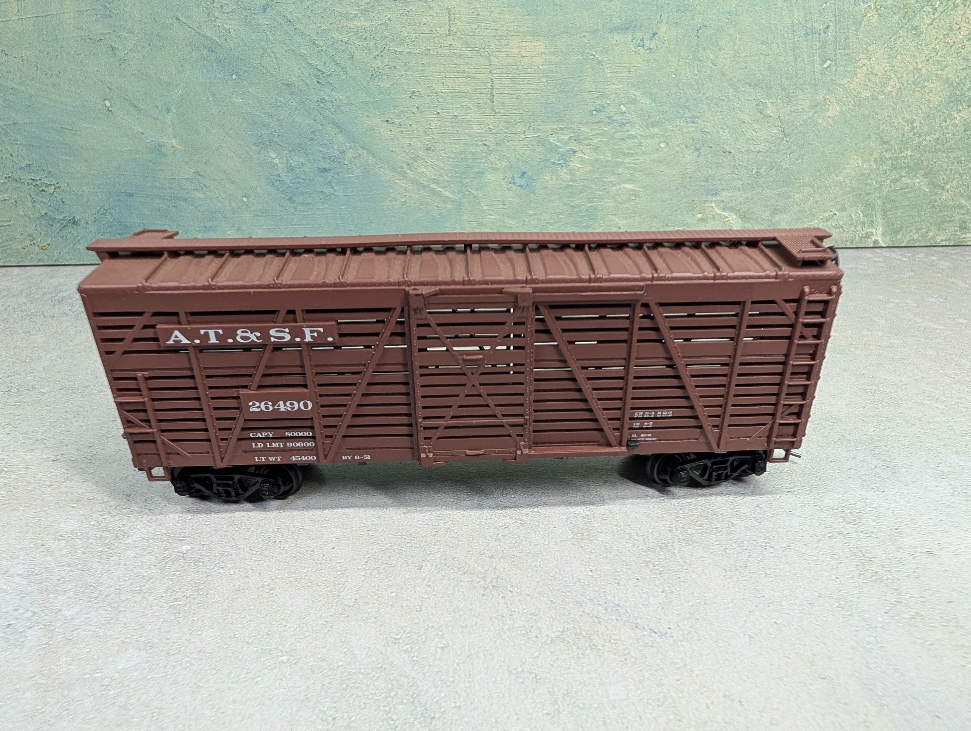 USED Athearn HO Scale 40' Cattle Stock Car Santa Fe ATSF #26490