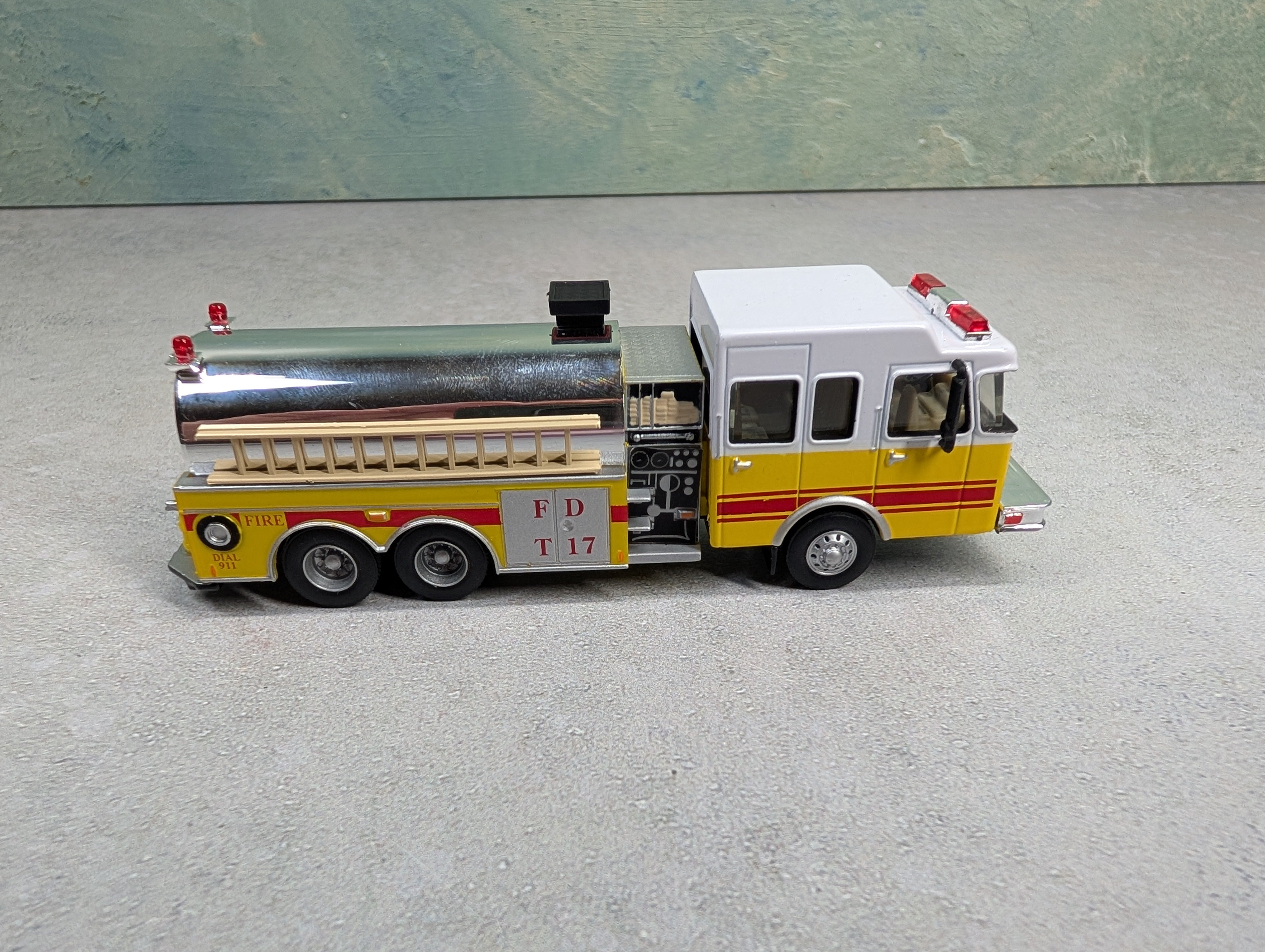USED Boley HO Scale Yellow Emergency Tanker Fire Truck Die Cast w/ Plastic