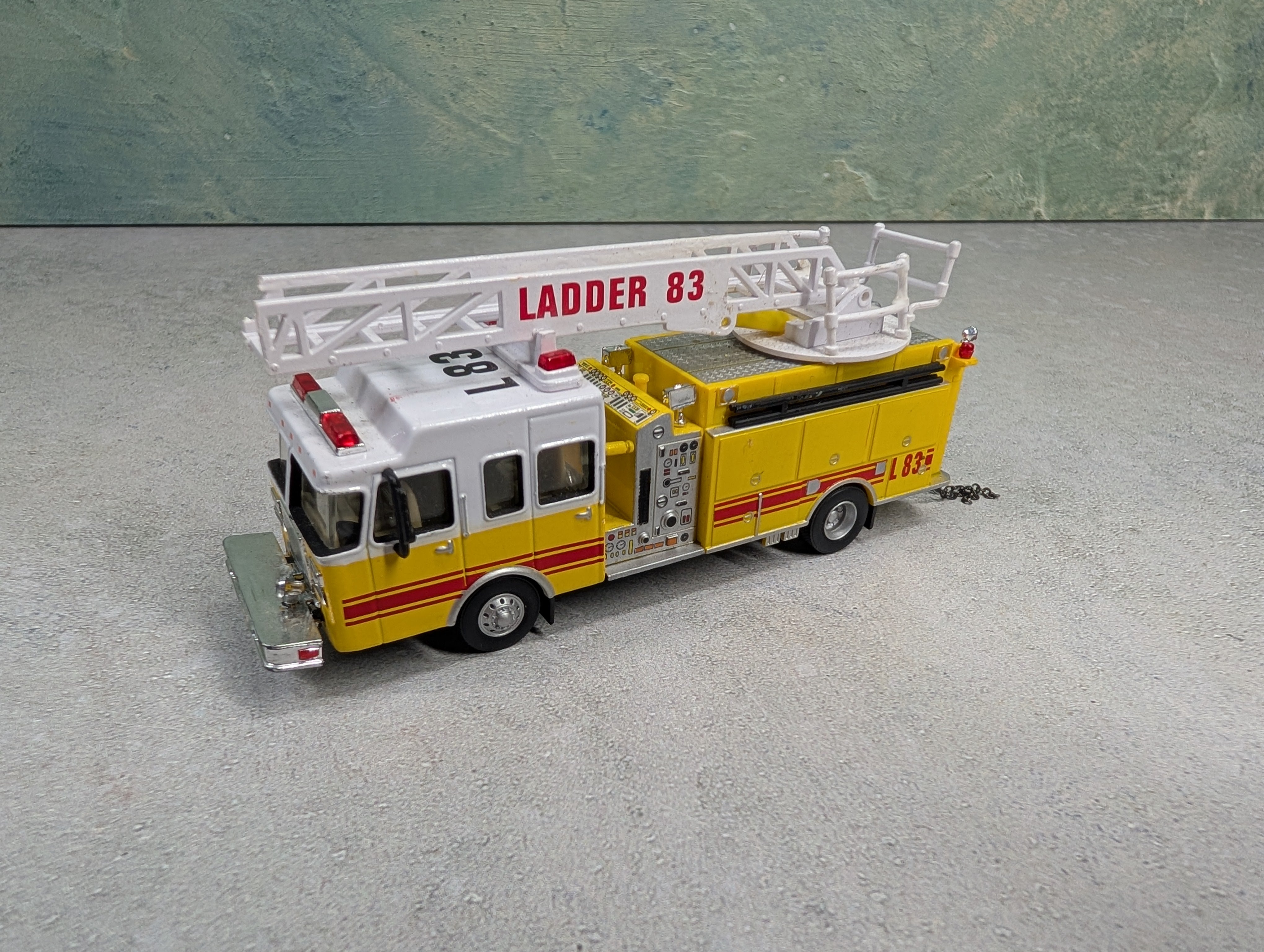 USED Boley HO Scale Yellow Emergency Ladder Fire Truck Die Cast w/ Plastic