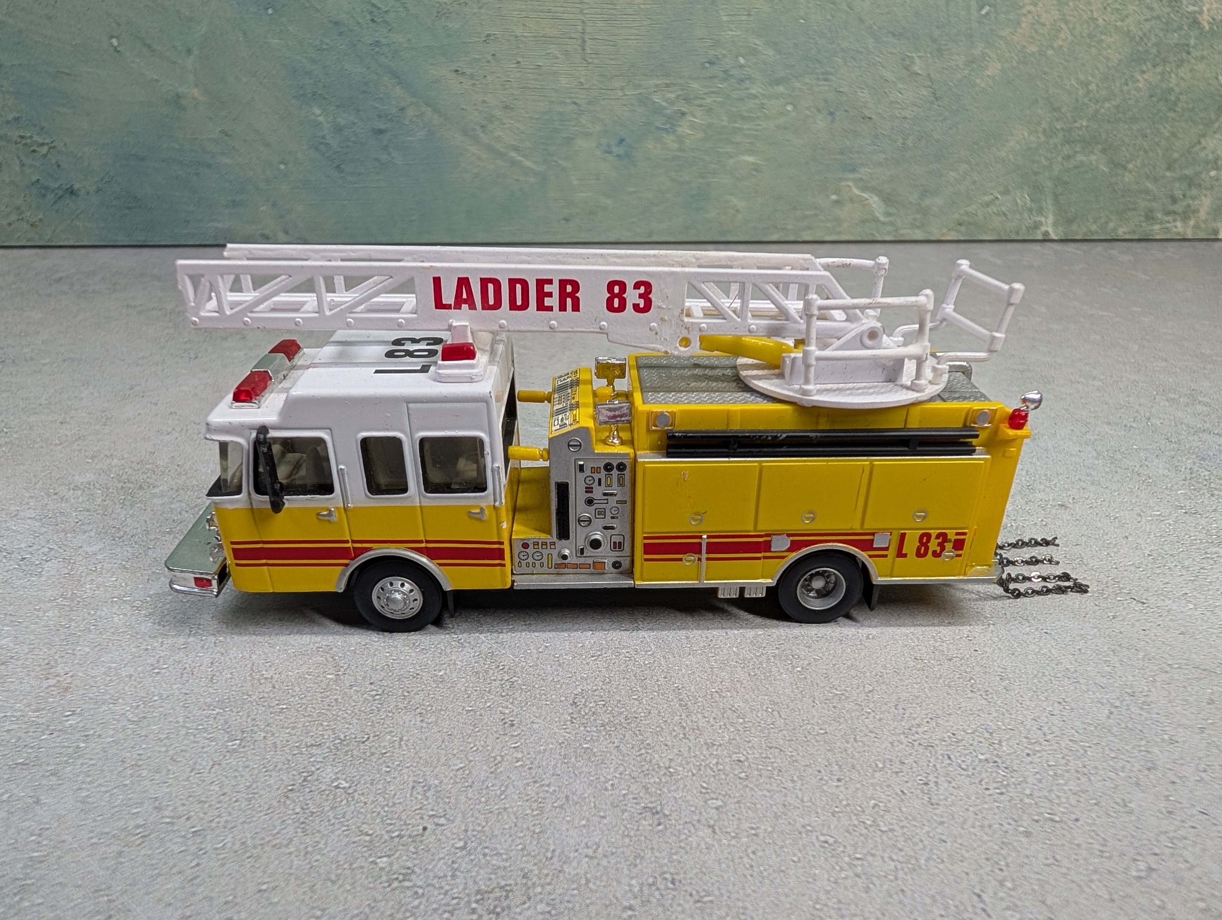 USED Boley HO Scale Yellow Emergency Ladder Fire Truck Die Cast w/ Plastic