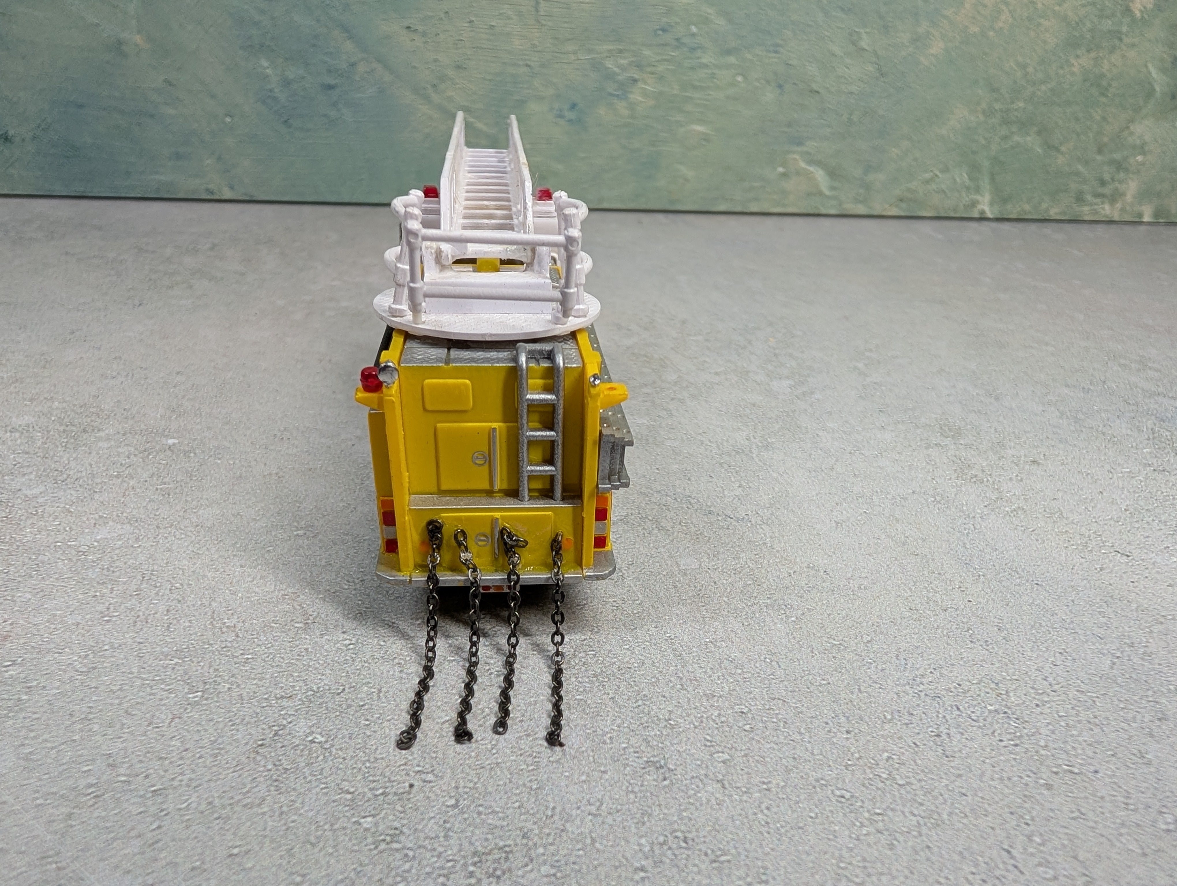 USED Boley HO Scale Yellow Emergency Ladder Fire Truck Die Cast w/ Plastic
