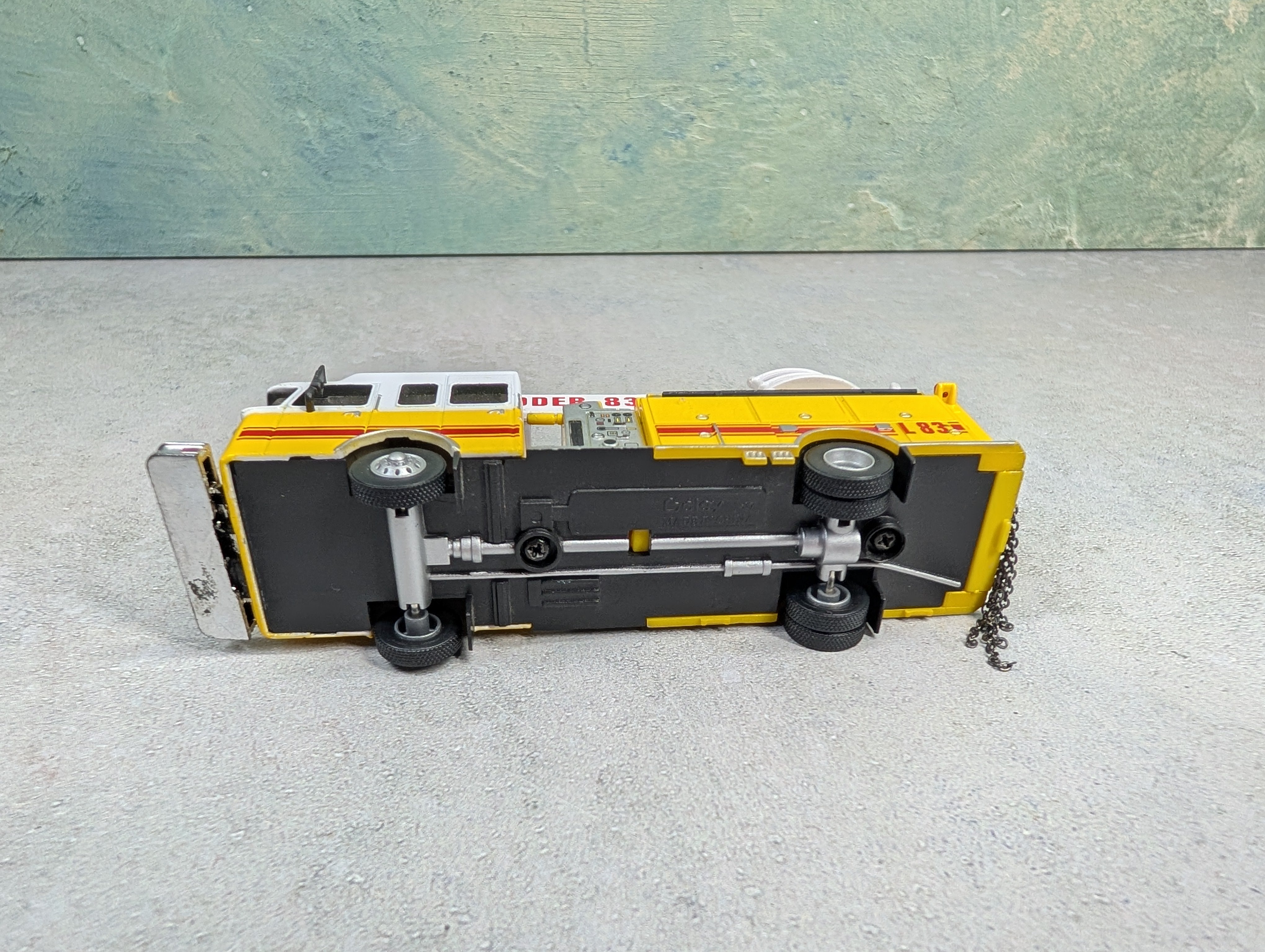 USED Boley HO Scale Yellow Emergency Ladder Fire Truck Die Cast w/ Plastic