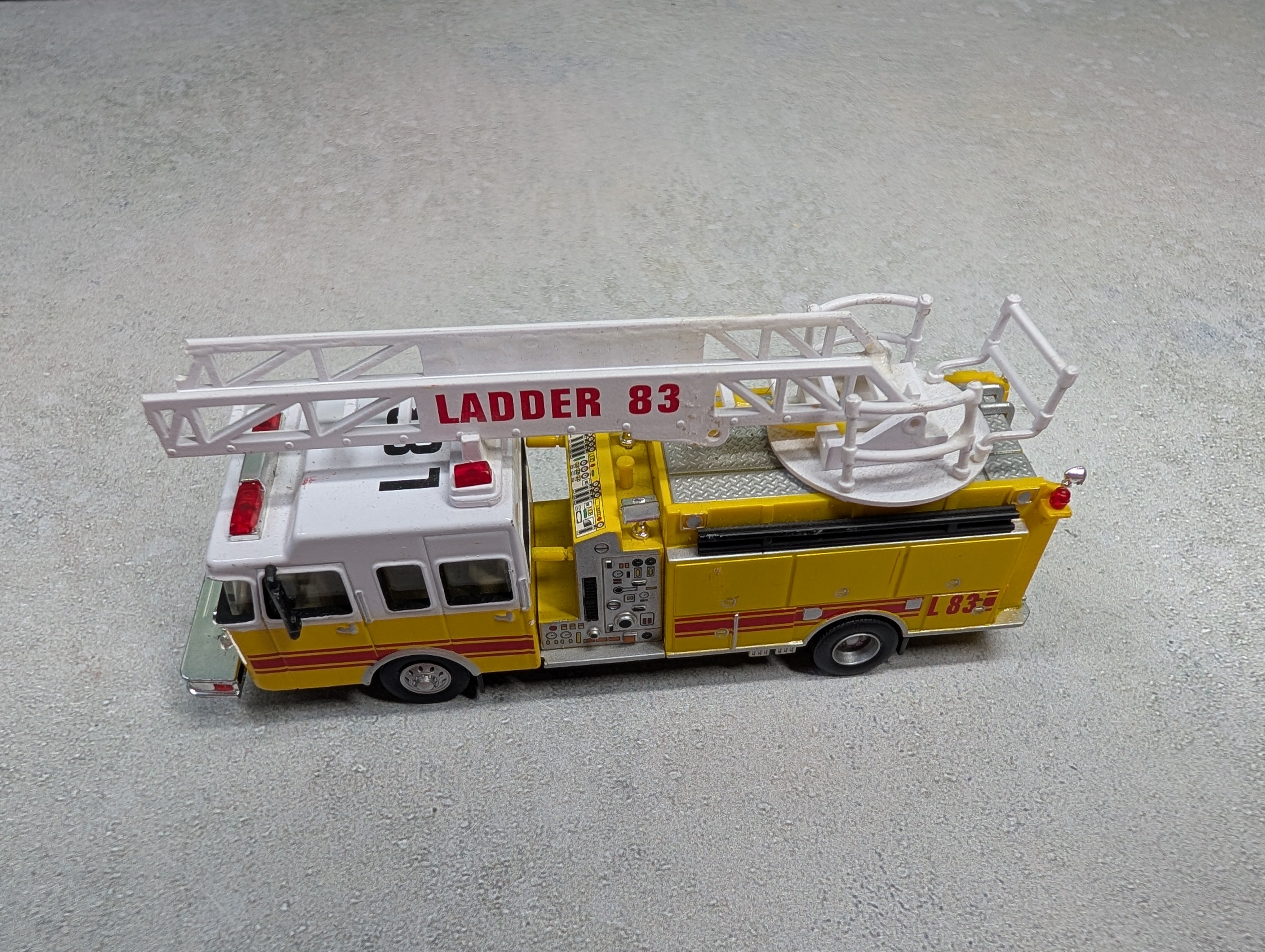 USED Boley HO Scale Yellow Emergency Ladder Fire Truck Die Cast w/ Plastic