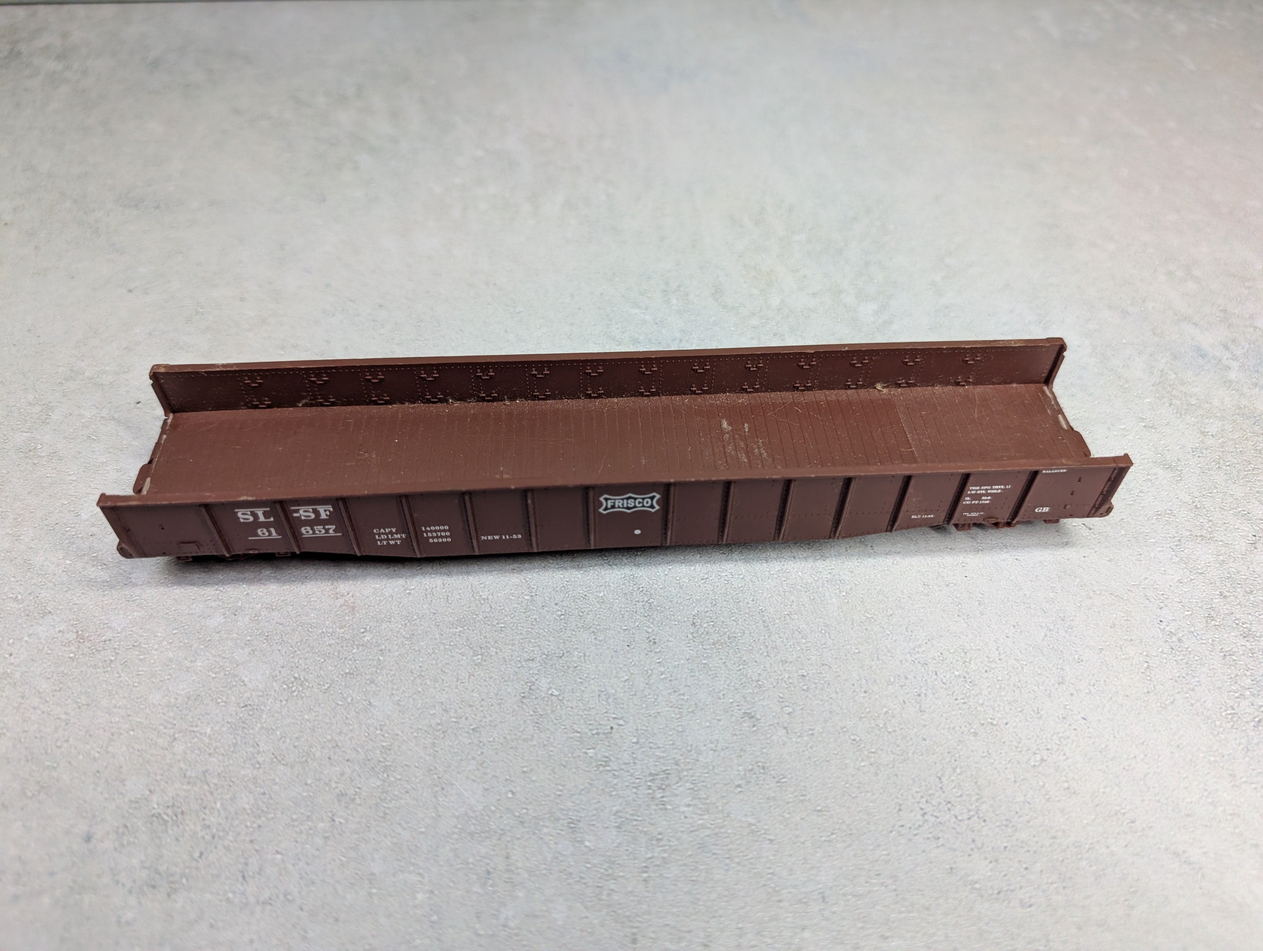 USED Life-Like HO Scale Proto 2000 52'6" Drop-End Mill Gondola Frisco SLSF #61657