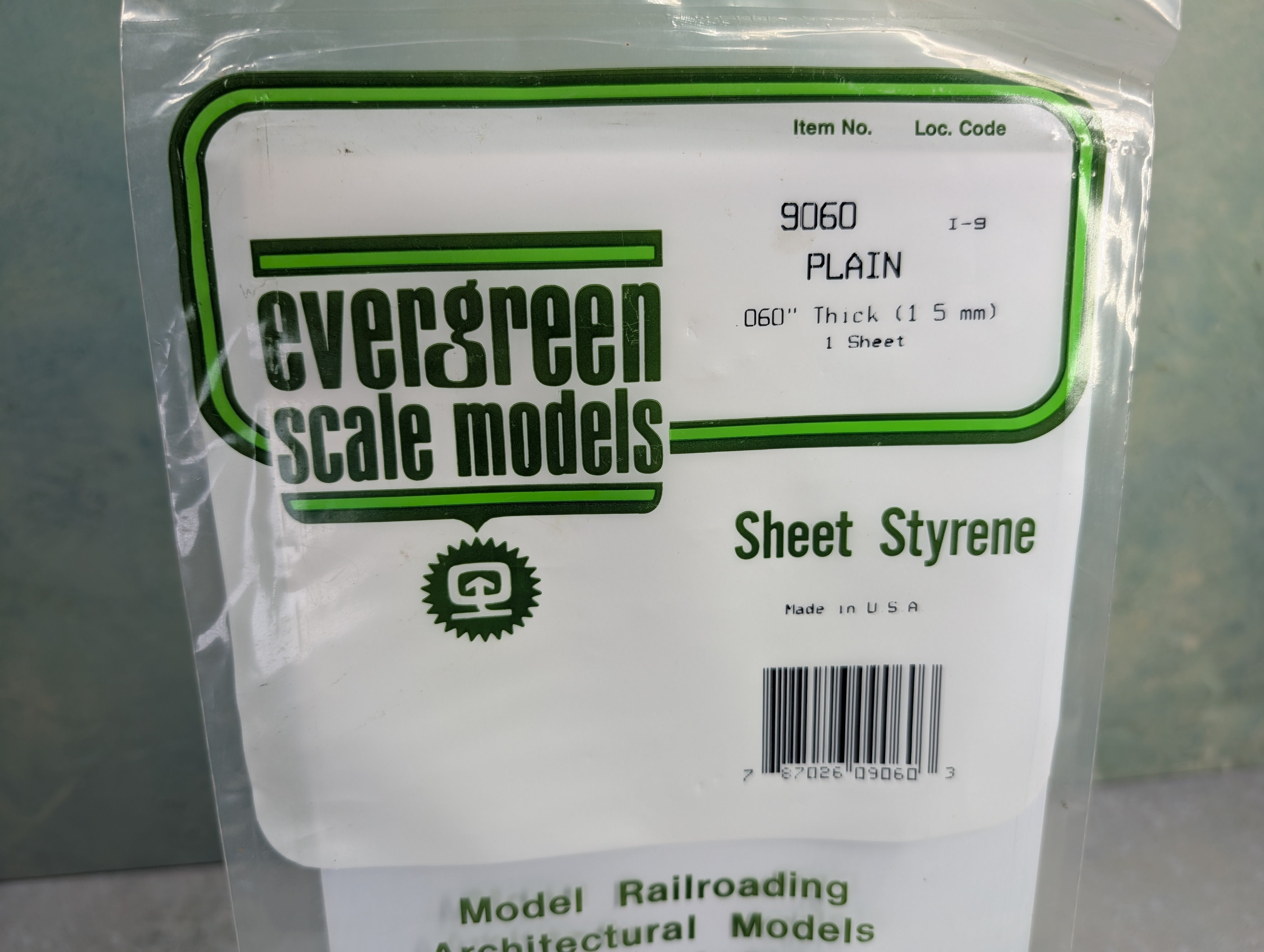 Evergreen Scale Models 9060 MULTI Scale Sheet Styrene Plain White 060" Thick (1 Sheet)