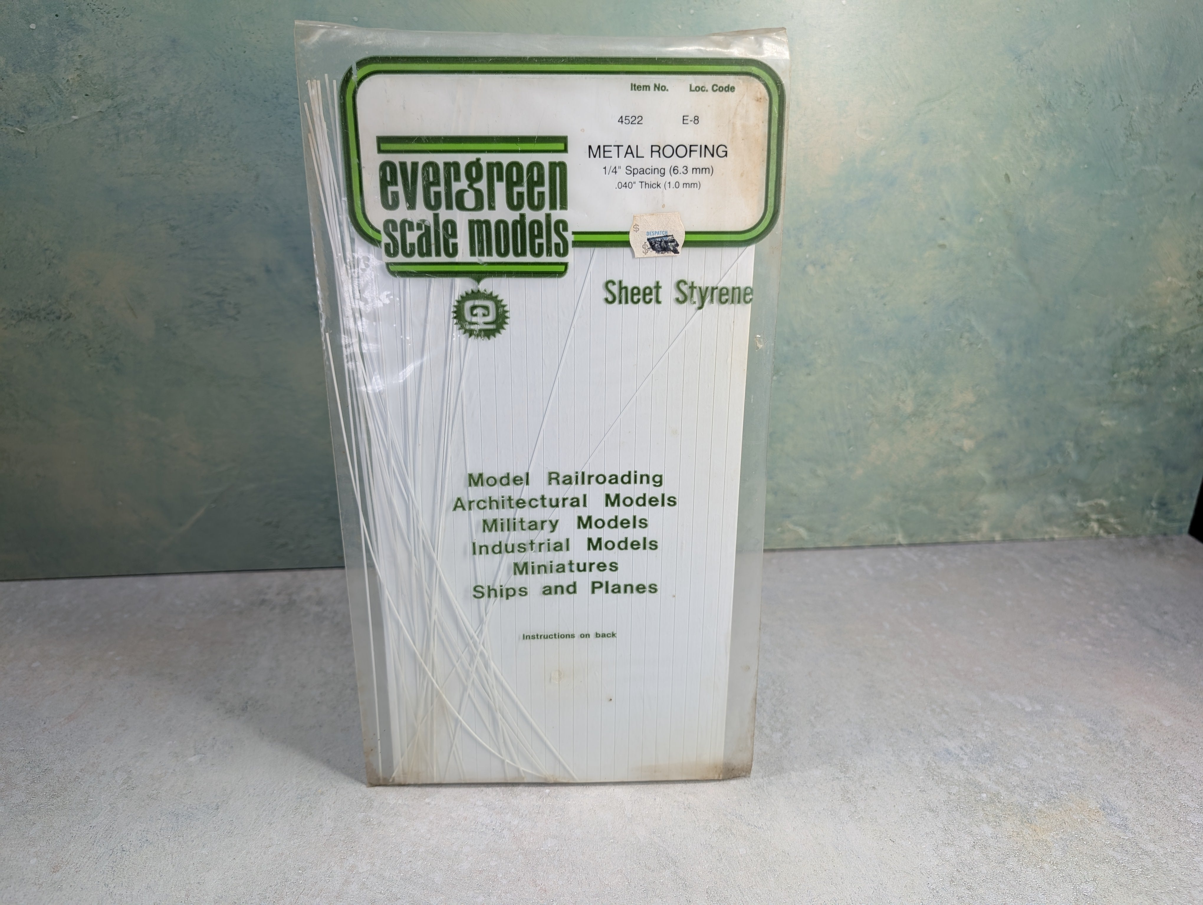 Evergreen Scale Models 4522 MULTI Scale Sheet Styrene Metal Roof White 1/4" Spacing .040 Thick (1 Sheet)