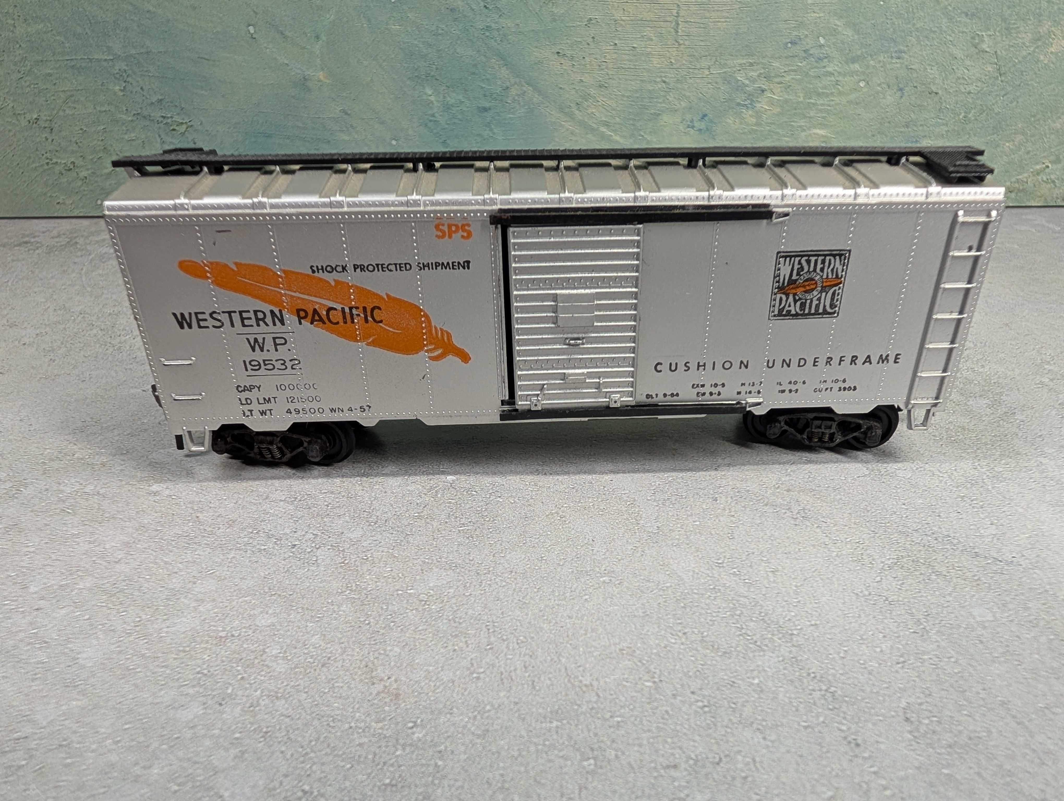 USED Athearn HO Scale 40' Box Car Western Pacific WP #19532