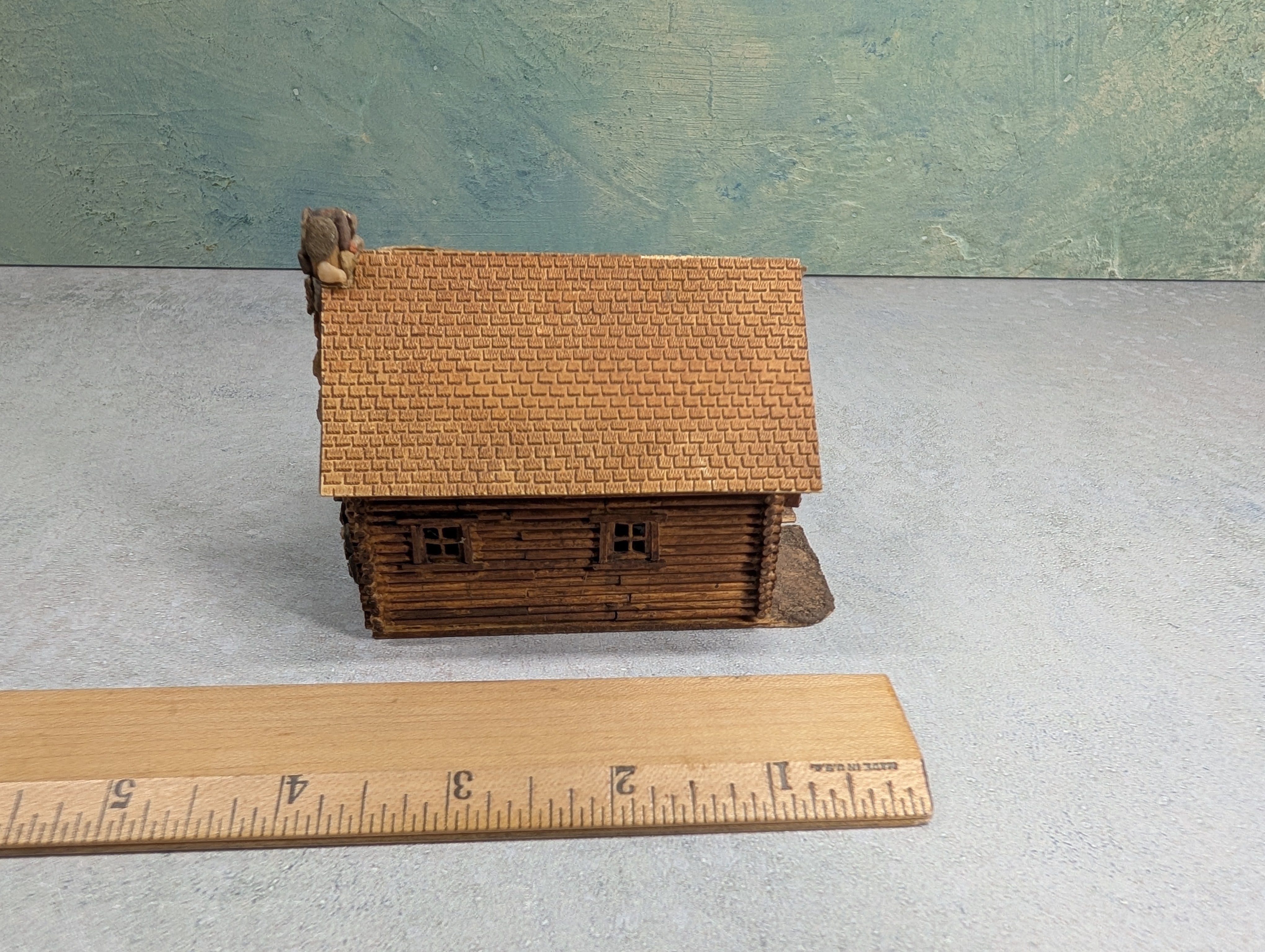 USED HO Scale Scratch Built Cabin w/ Stone Chimney