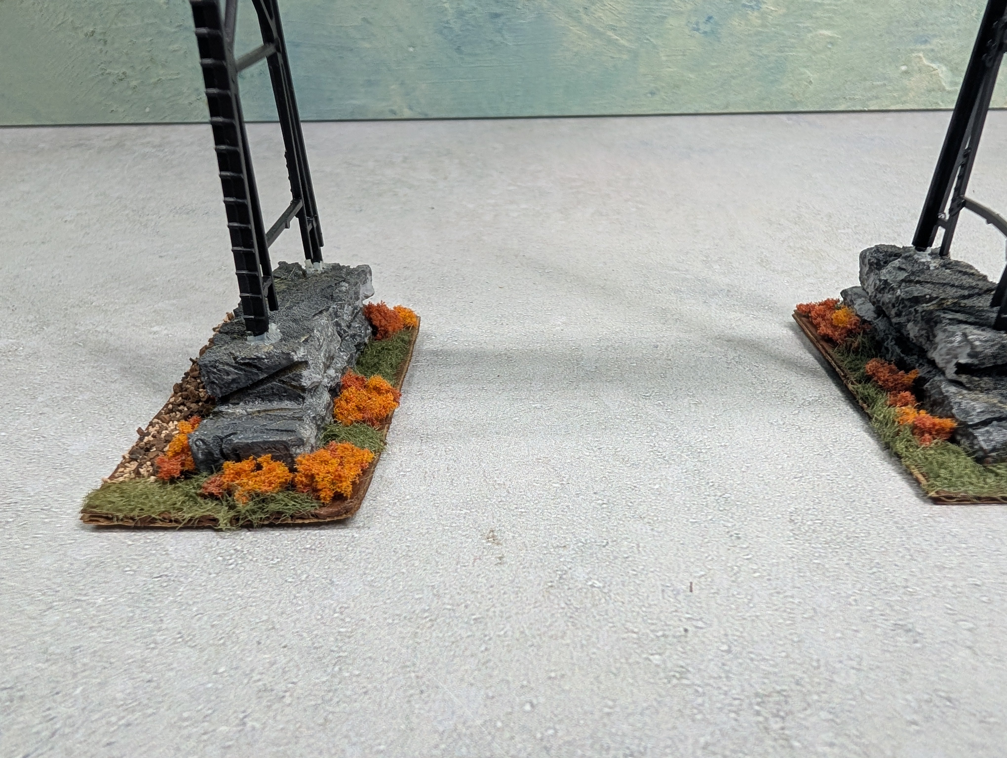 USED HO Scale Signal Bridge w/ Stone Bases