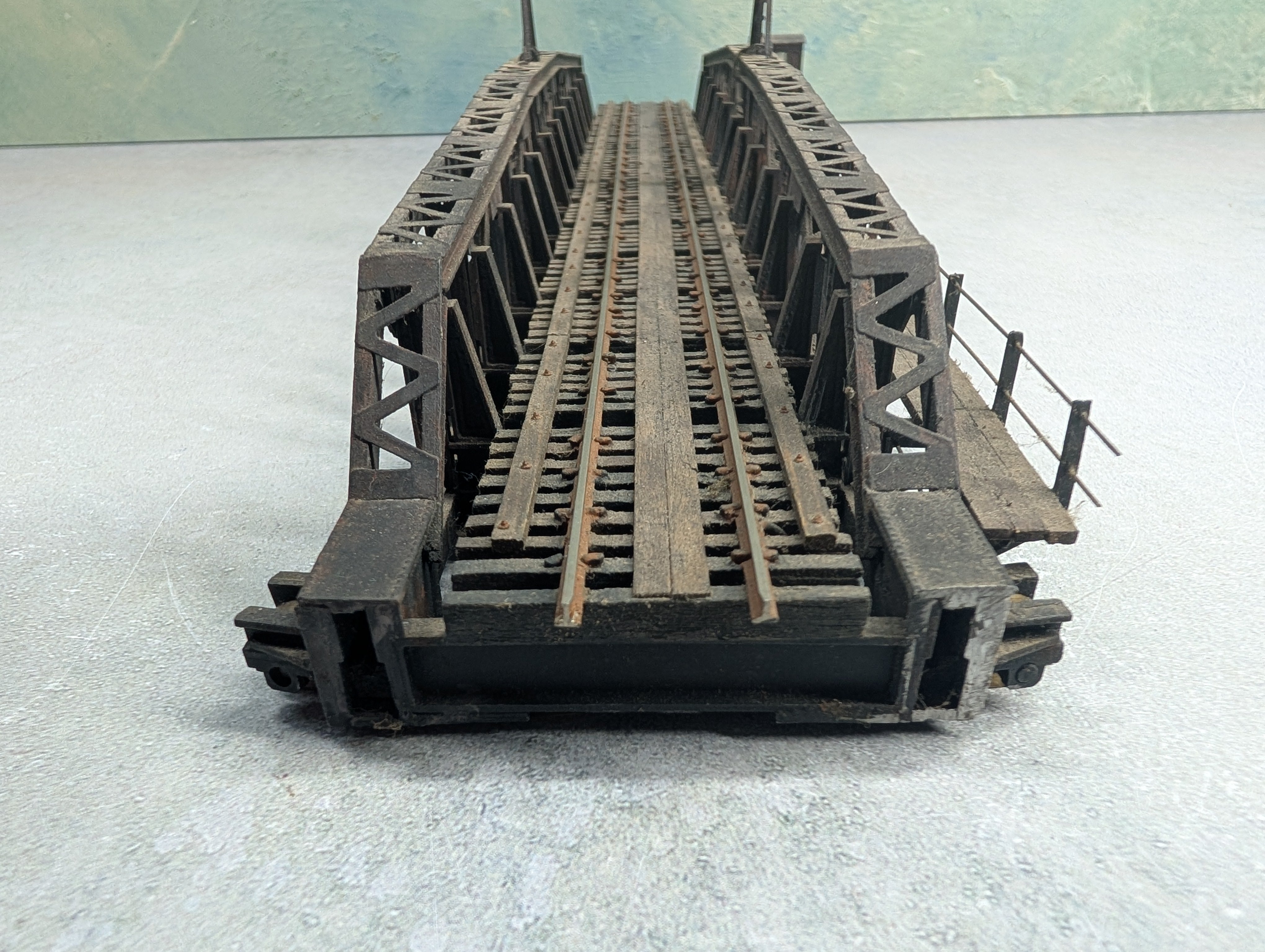 USED HO Scale Custom Made Turntable Bridge Weathered