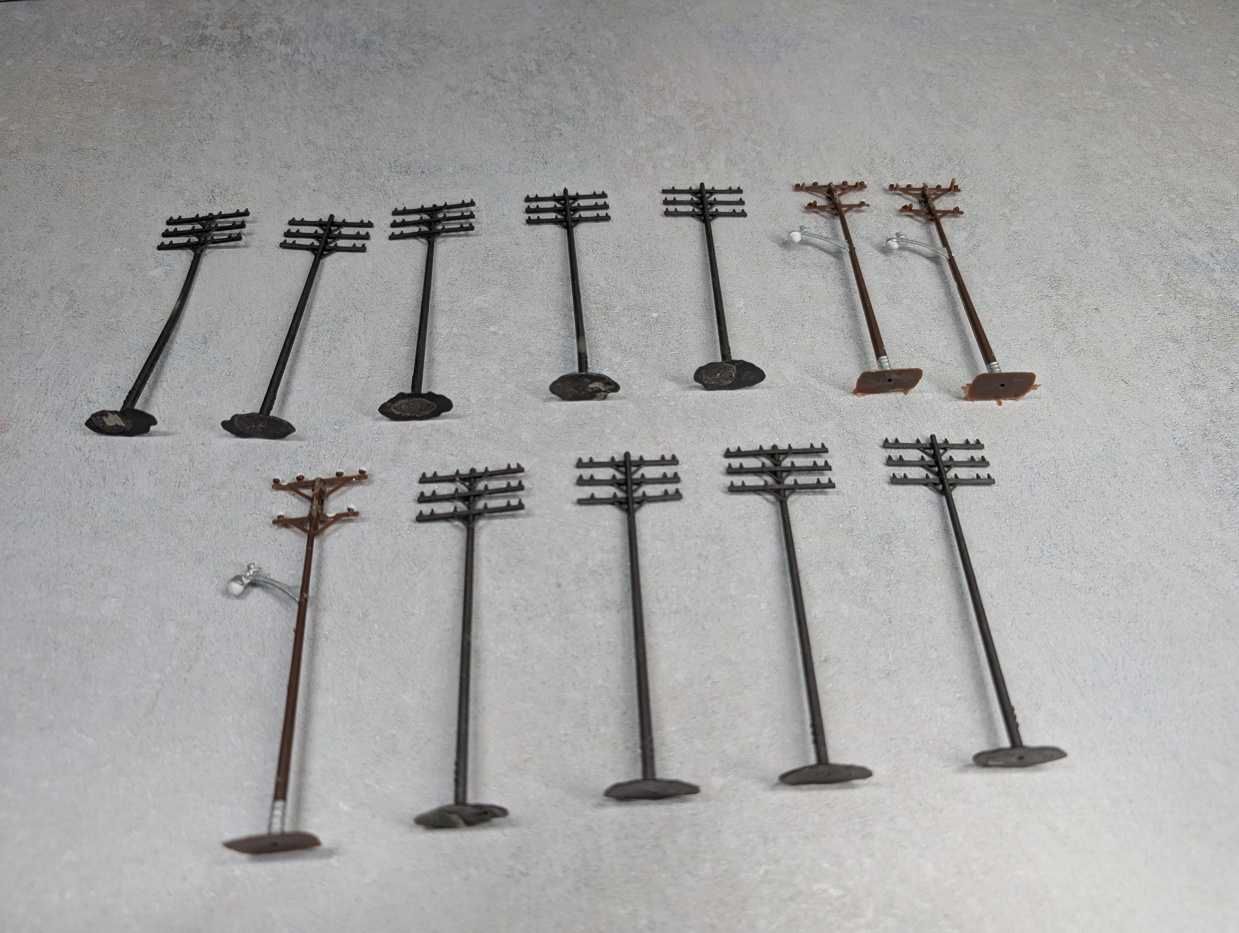 USED HO Scale Lot of Various Style Telephone Poles (12 pcs)