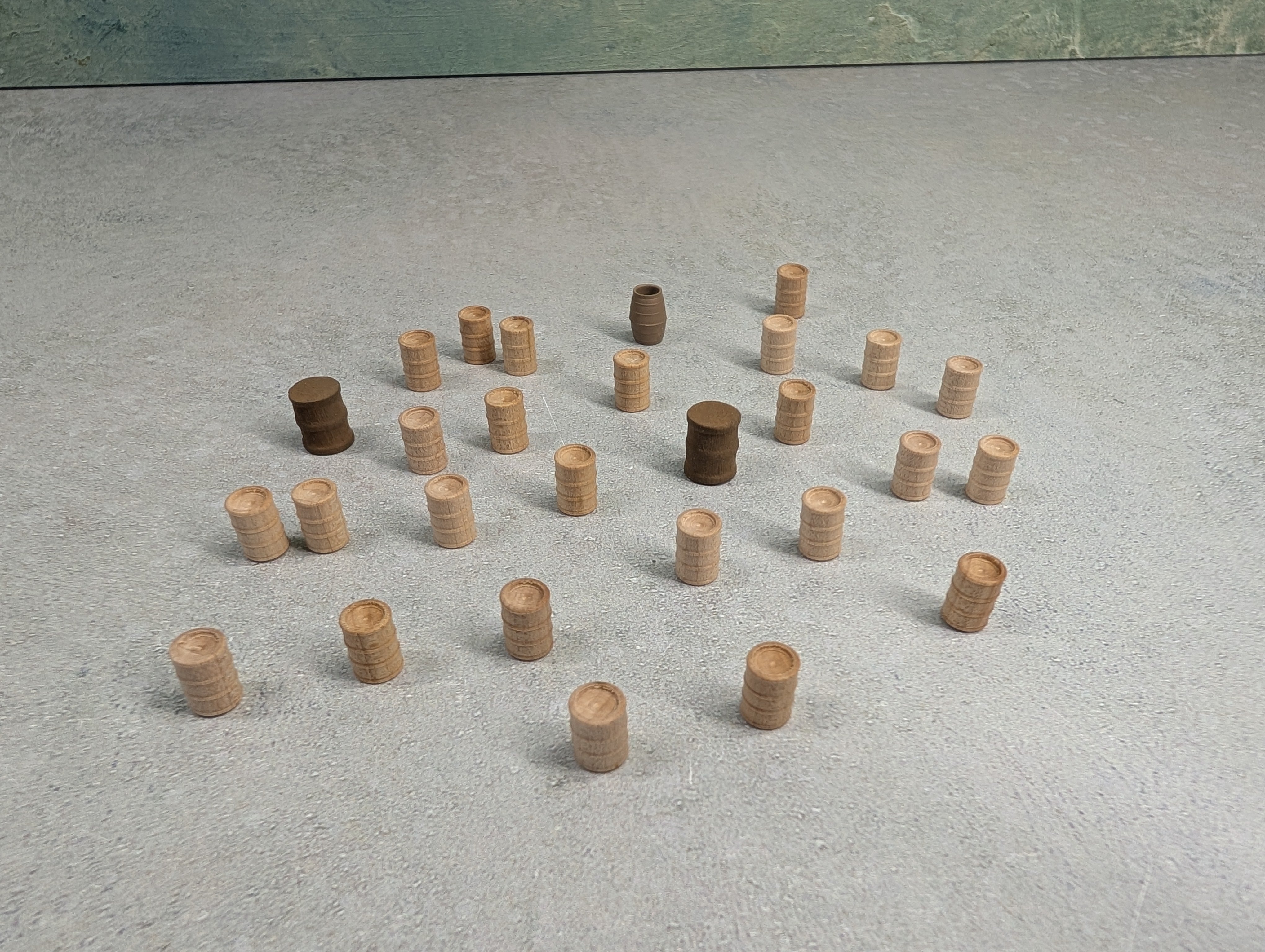 USED HO Scale Lot of Barrels (Mostly Unpainted)