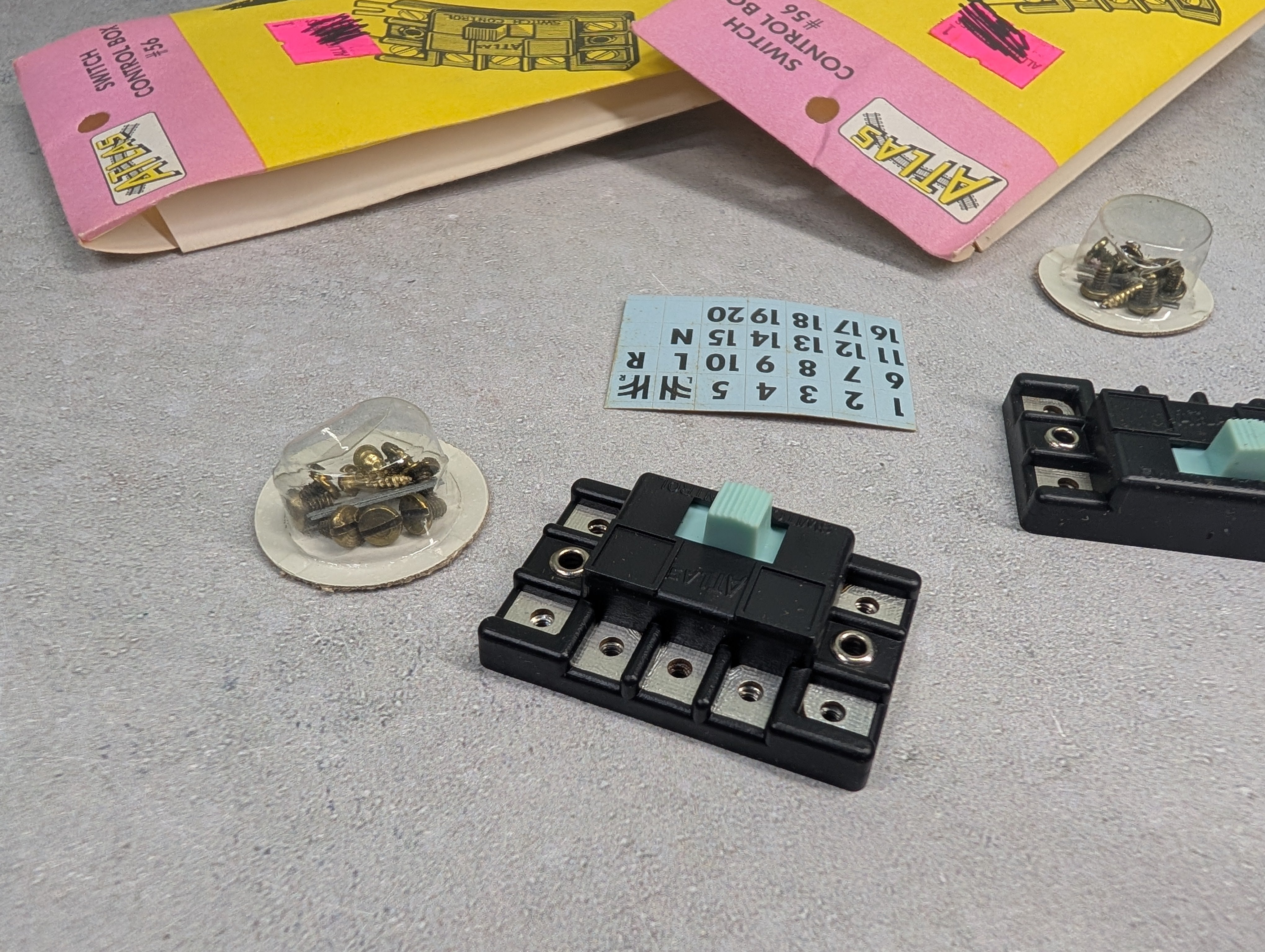 USED Atlas 56 MULTI Scale Switch Control Box w/ Screws and Decals (2 pcs)