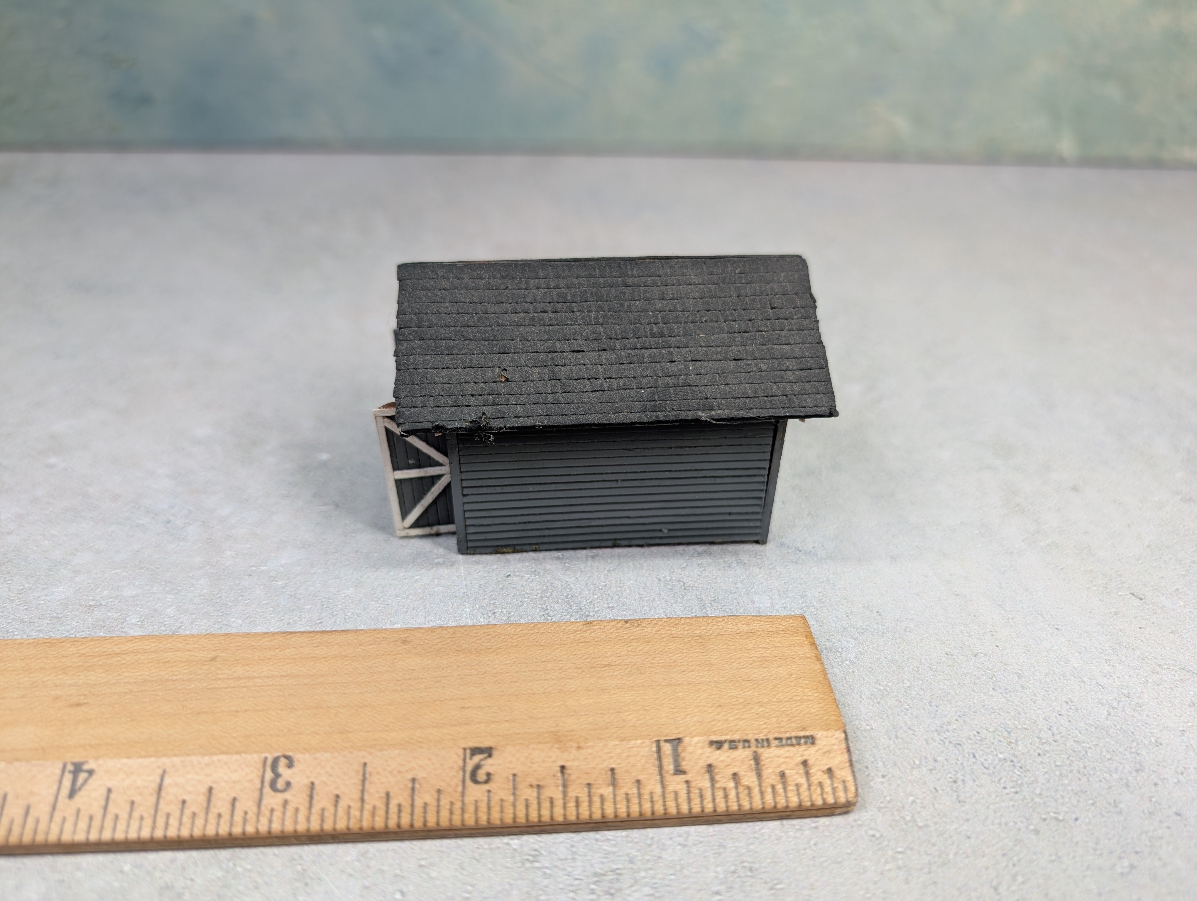 USED HO Scale Scratch Built Gray Barn, Garage