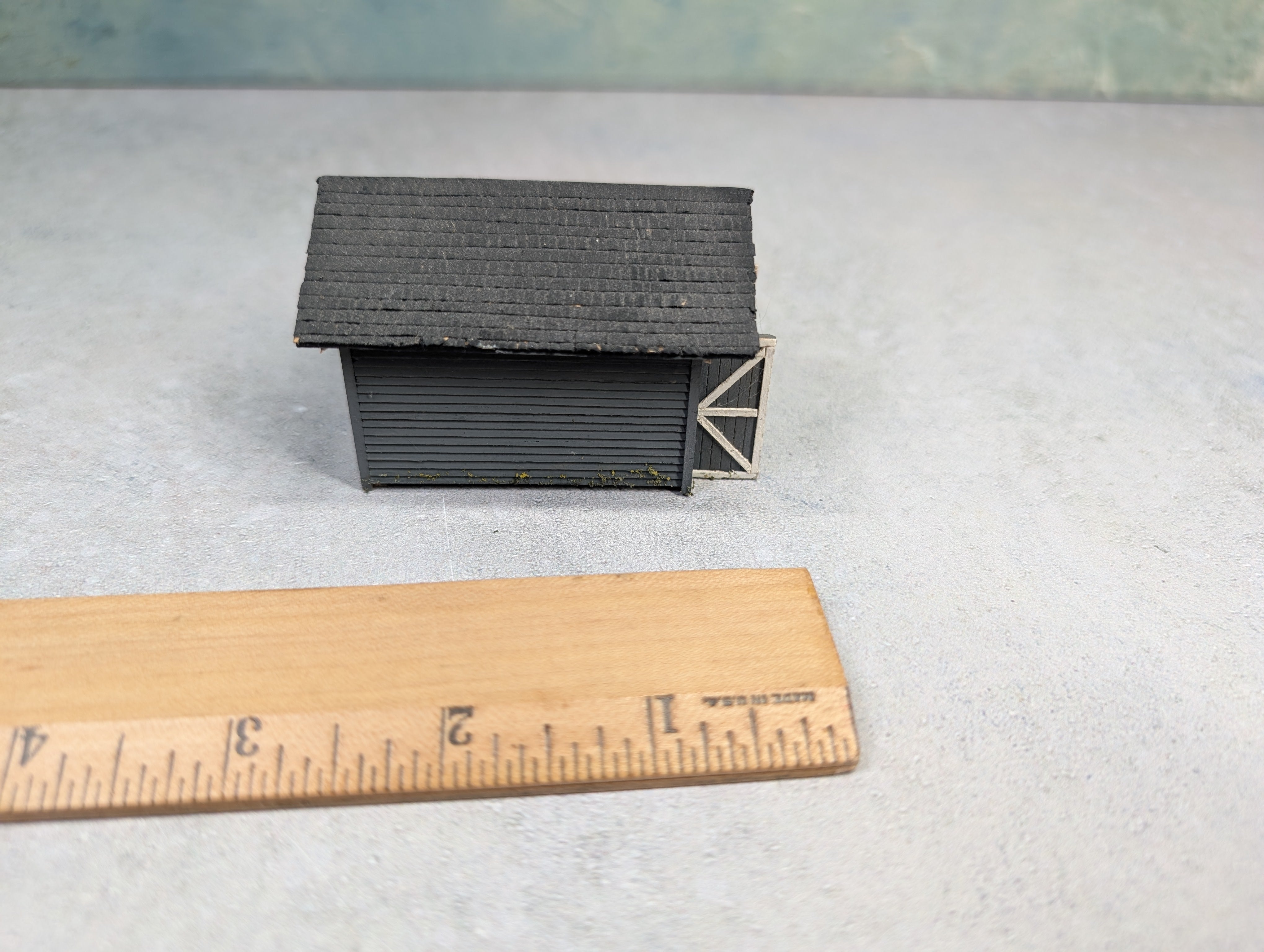 USED HO Scale Scratch Built Gray Barn, Garage