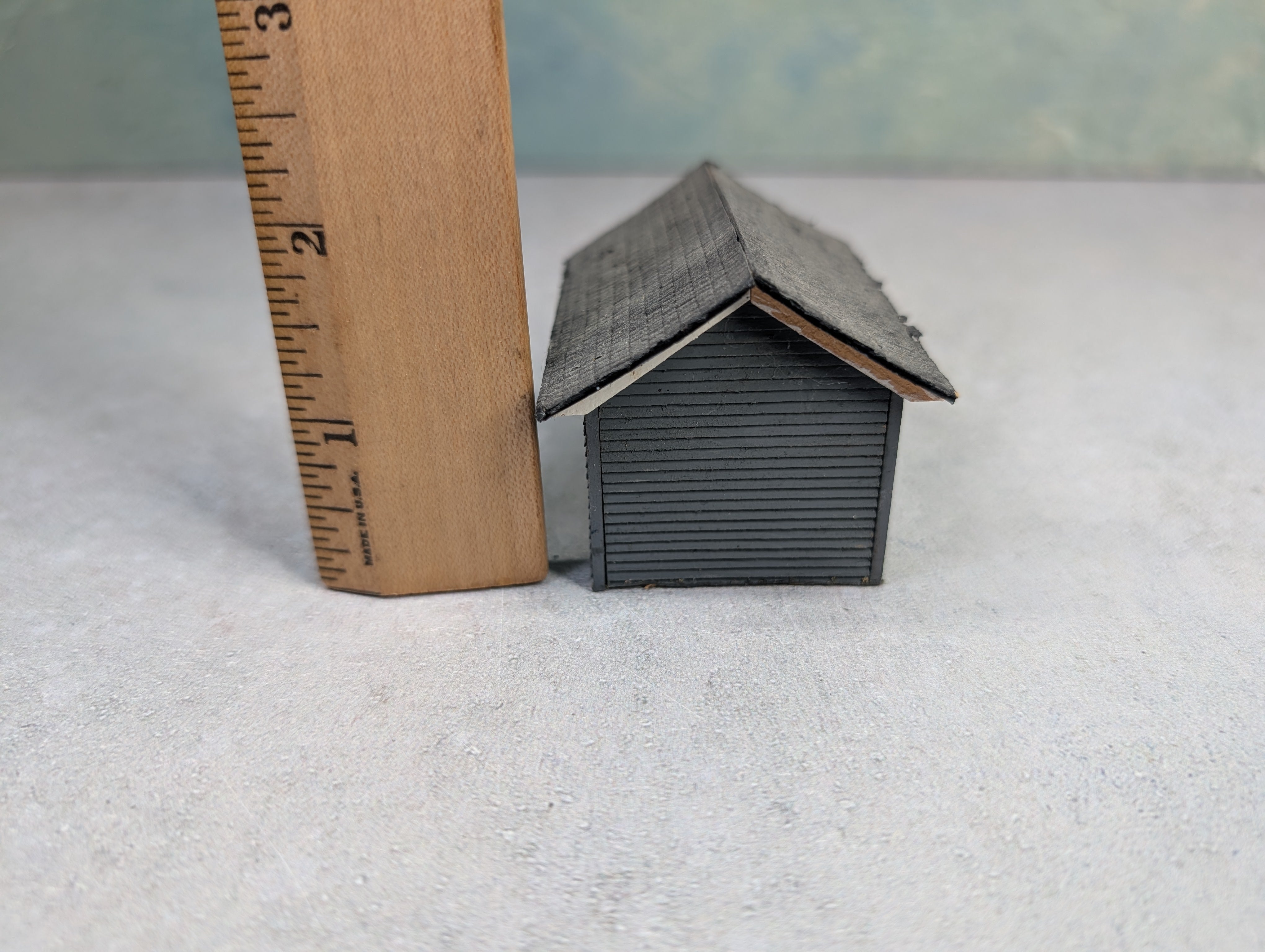 USED HO Scale Scratch Built Gray Barn, Garage