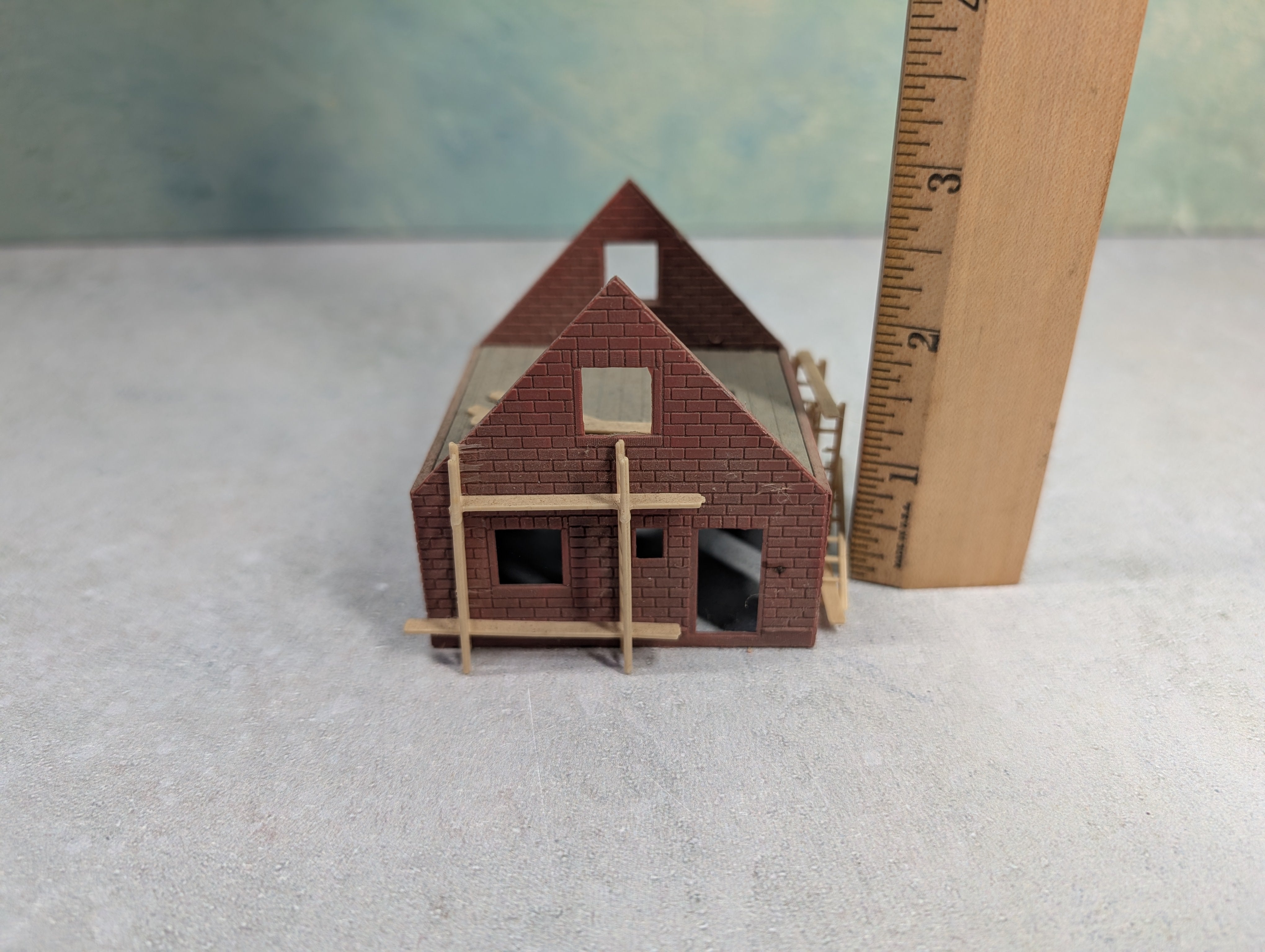 USED HO Scale Brick Home Under Construction