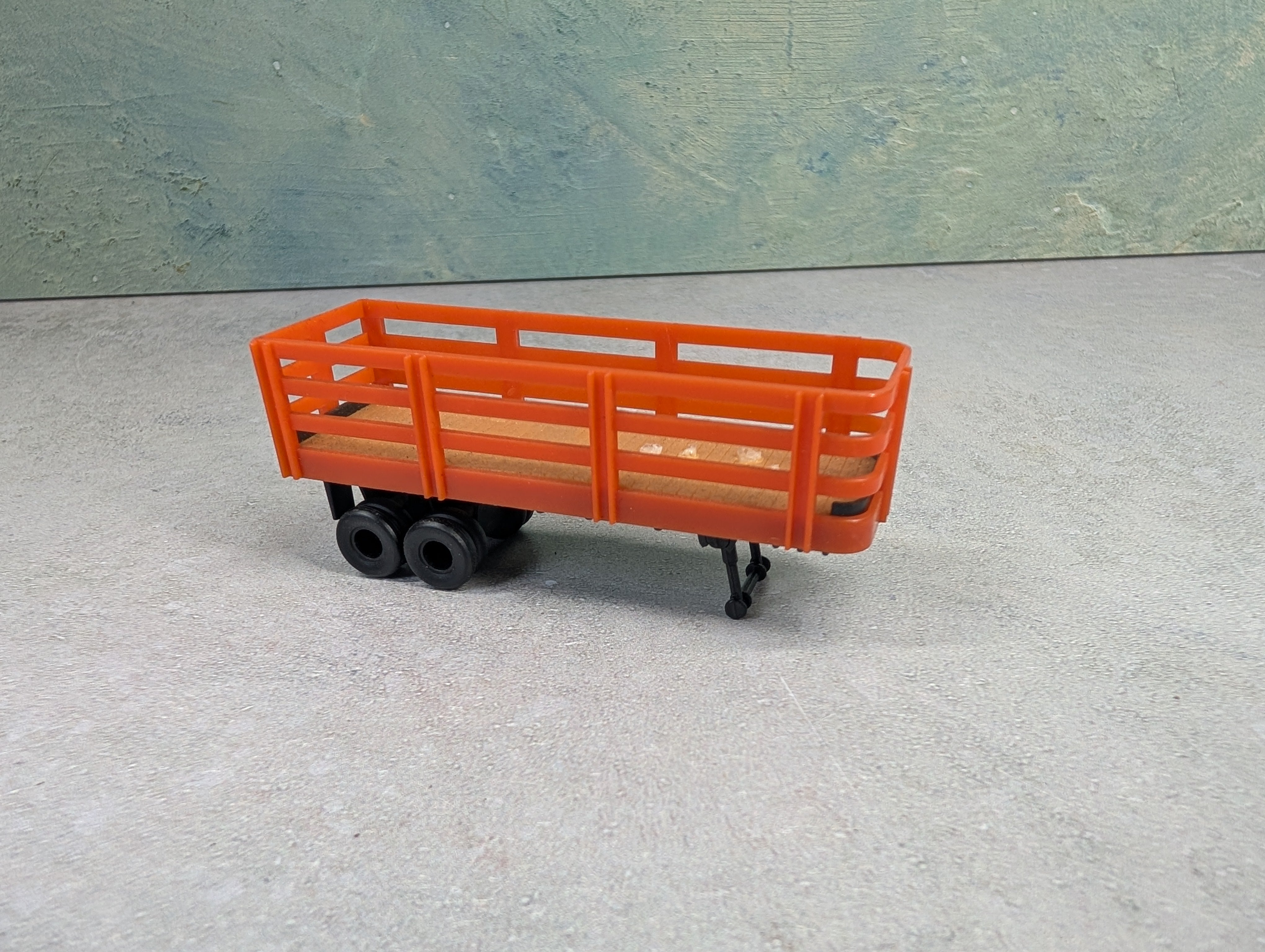 USED Tyco HO Scale Orange Stake Piggy Trailer