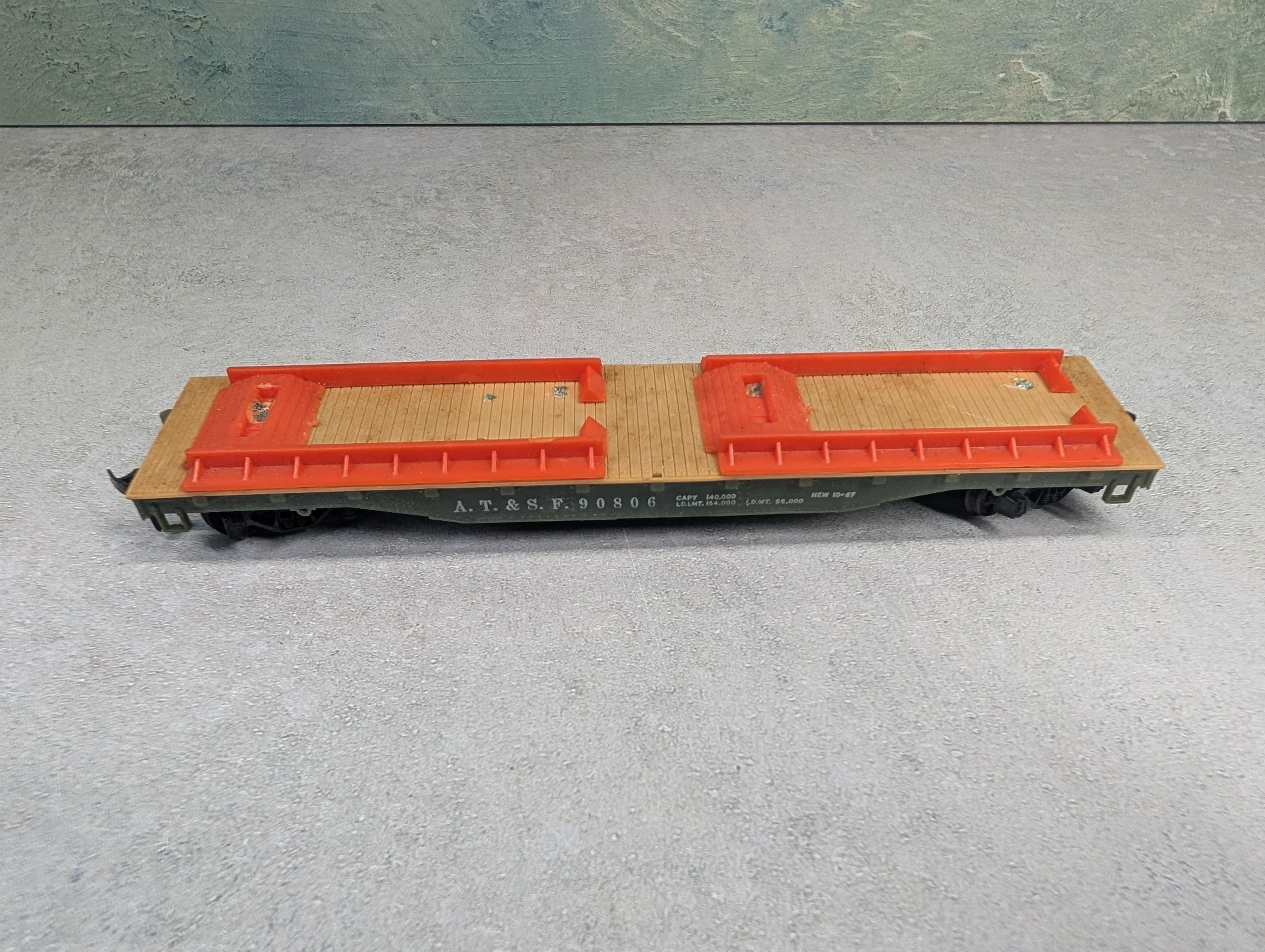 USED Tyco HO Scale 50' Flat Car Santa Fe ATSF #90806