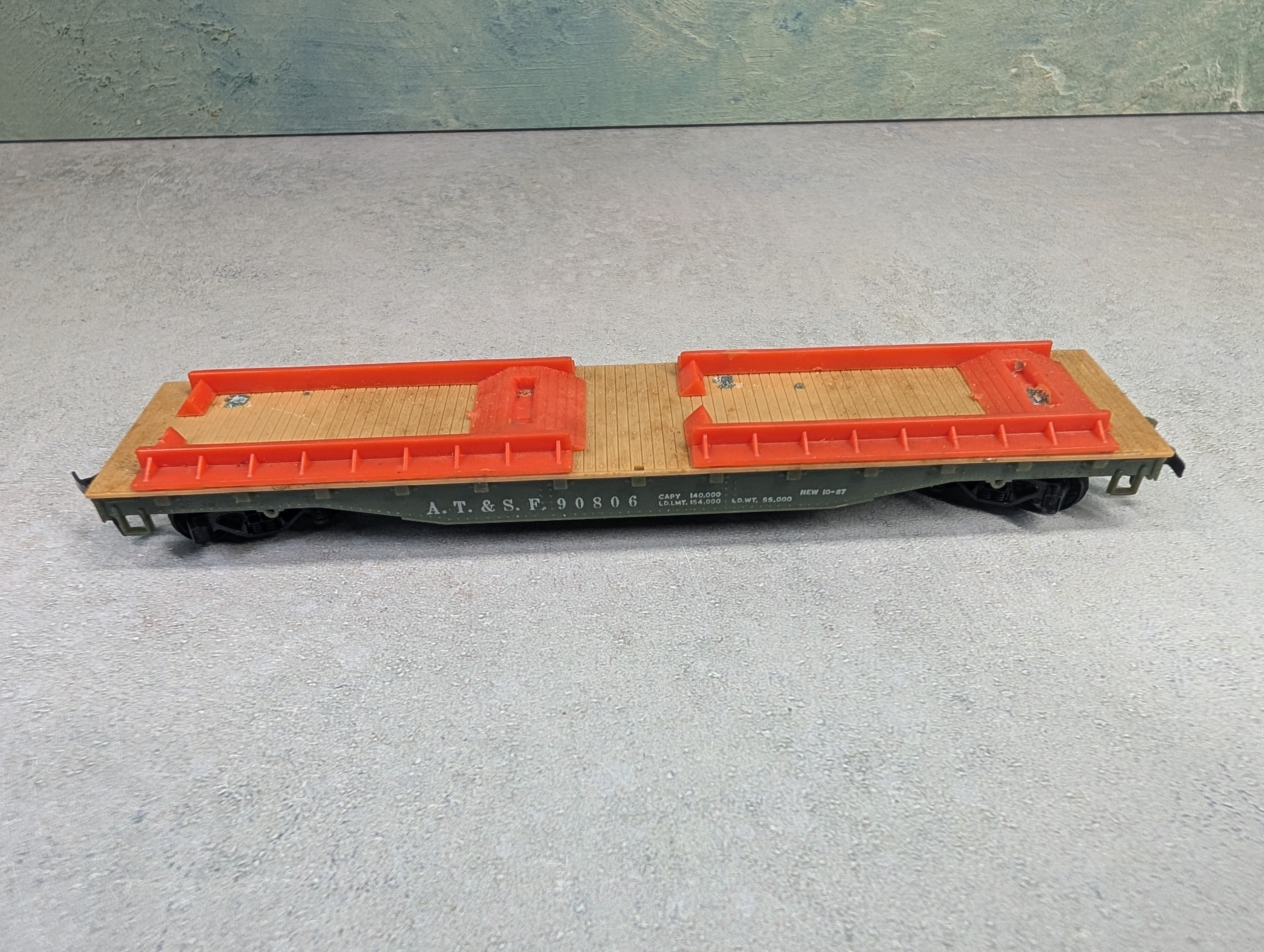 USED Tyco HO Scale 50' Flat Car Santa Fe ATSF #90806
