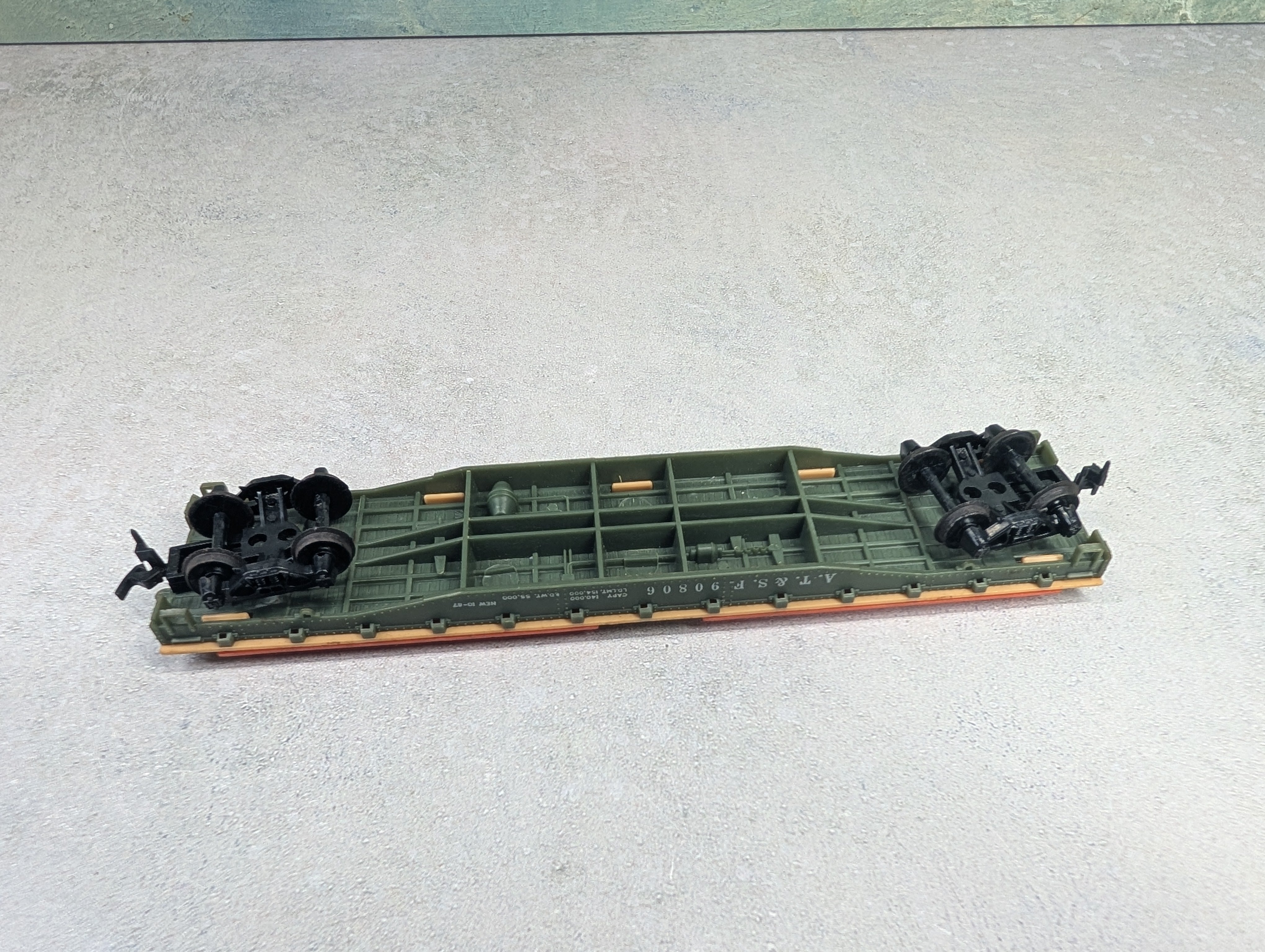 USED Tyco HO Scale 50' Flat Car Santa Fe ATSF #90806