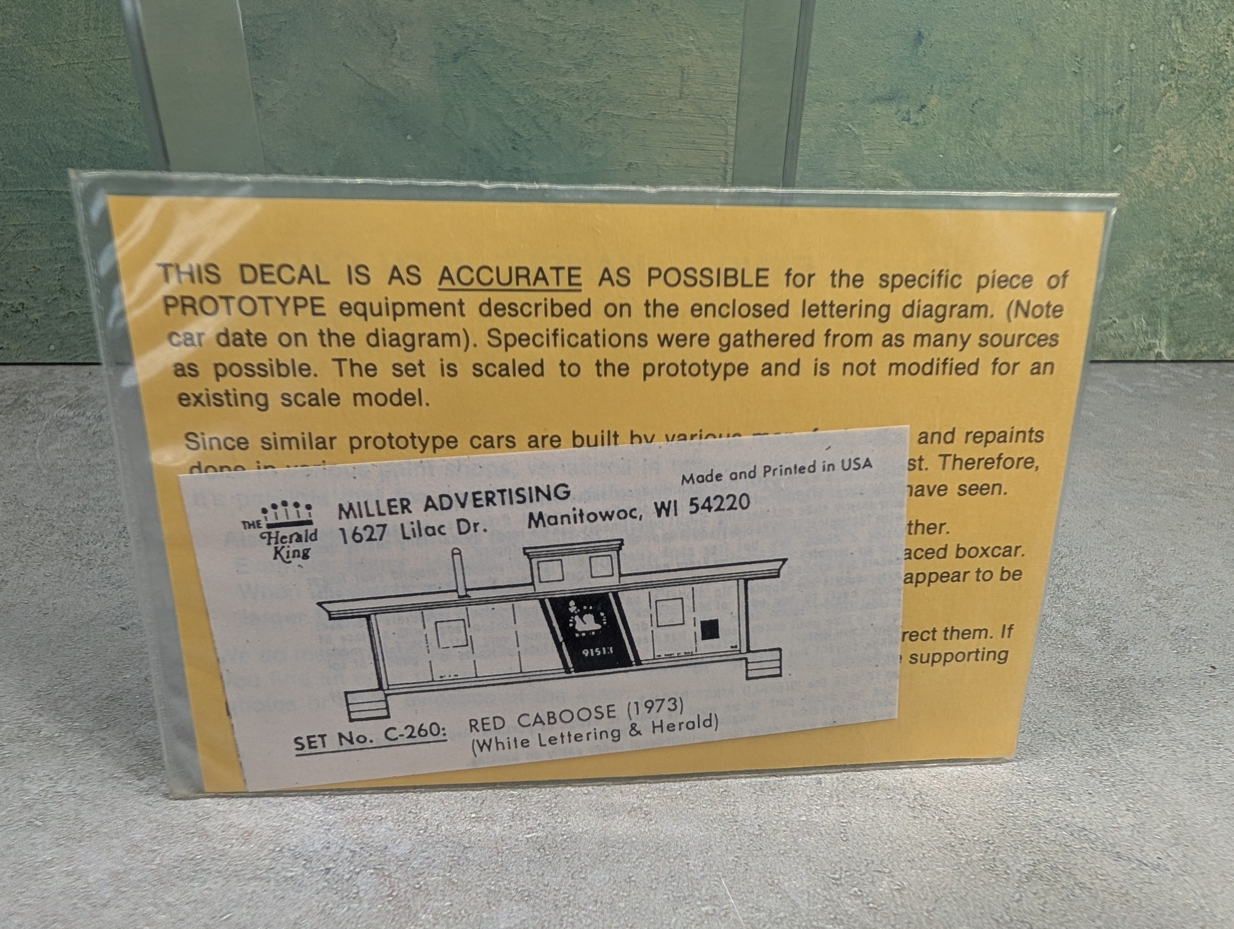 The Herald King C-260 HO Scale Jersey Central CNJ - Red Caboose 1973 - White Lettering & Herald Decals