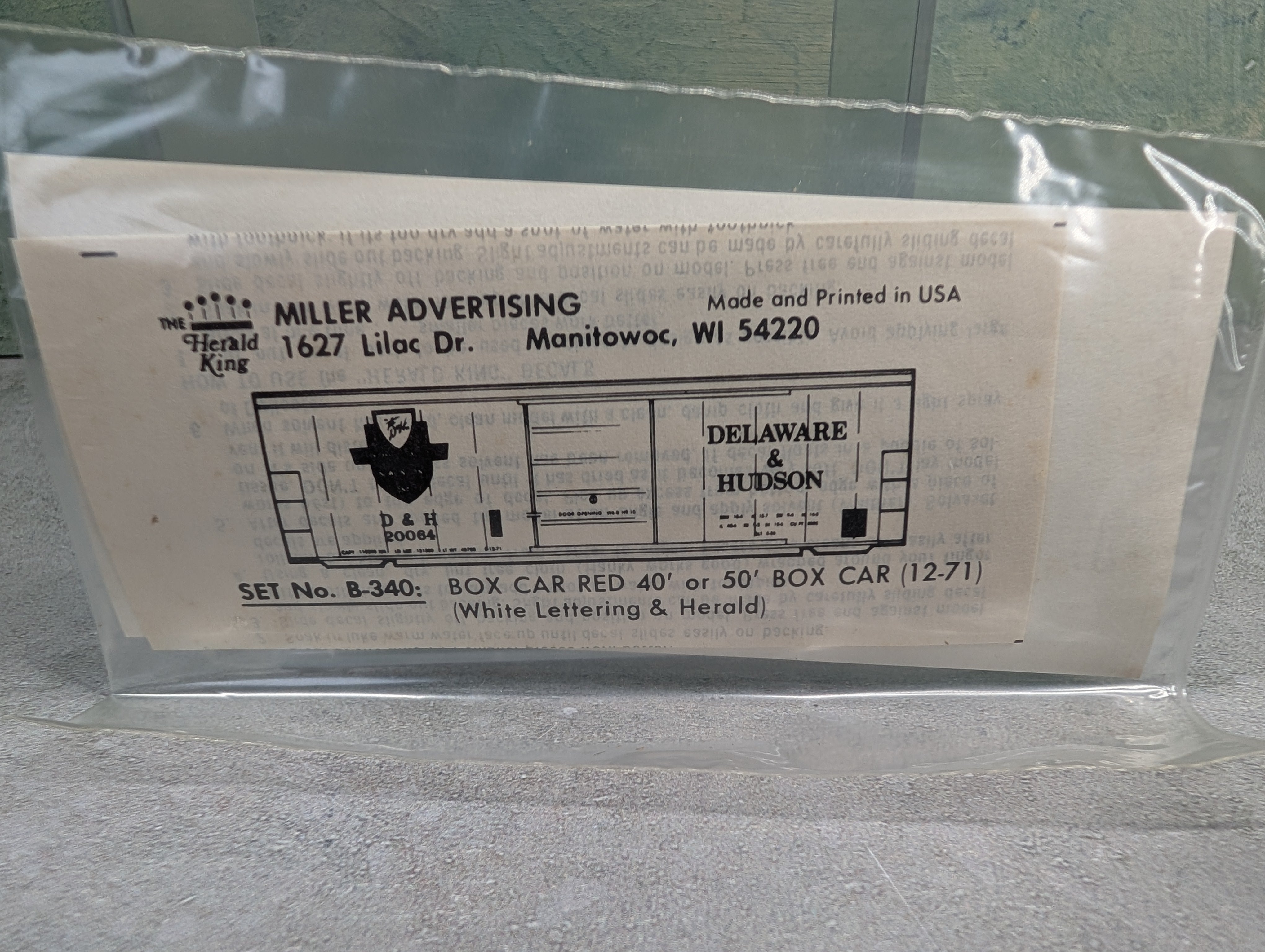 The Herald King B-340 HO Scale Red 40' or 50' Box Car 12-71 Delaware and Hudson Decals