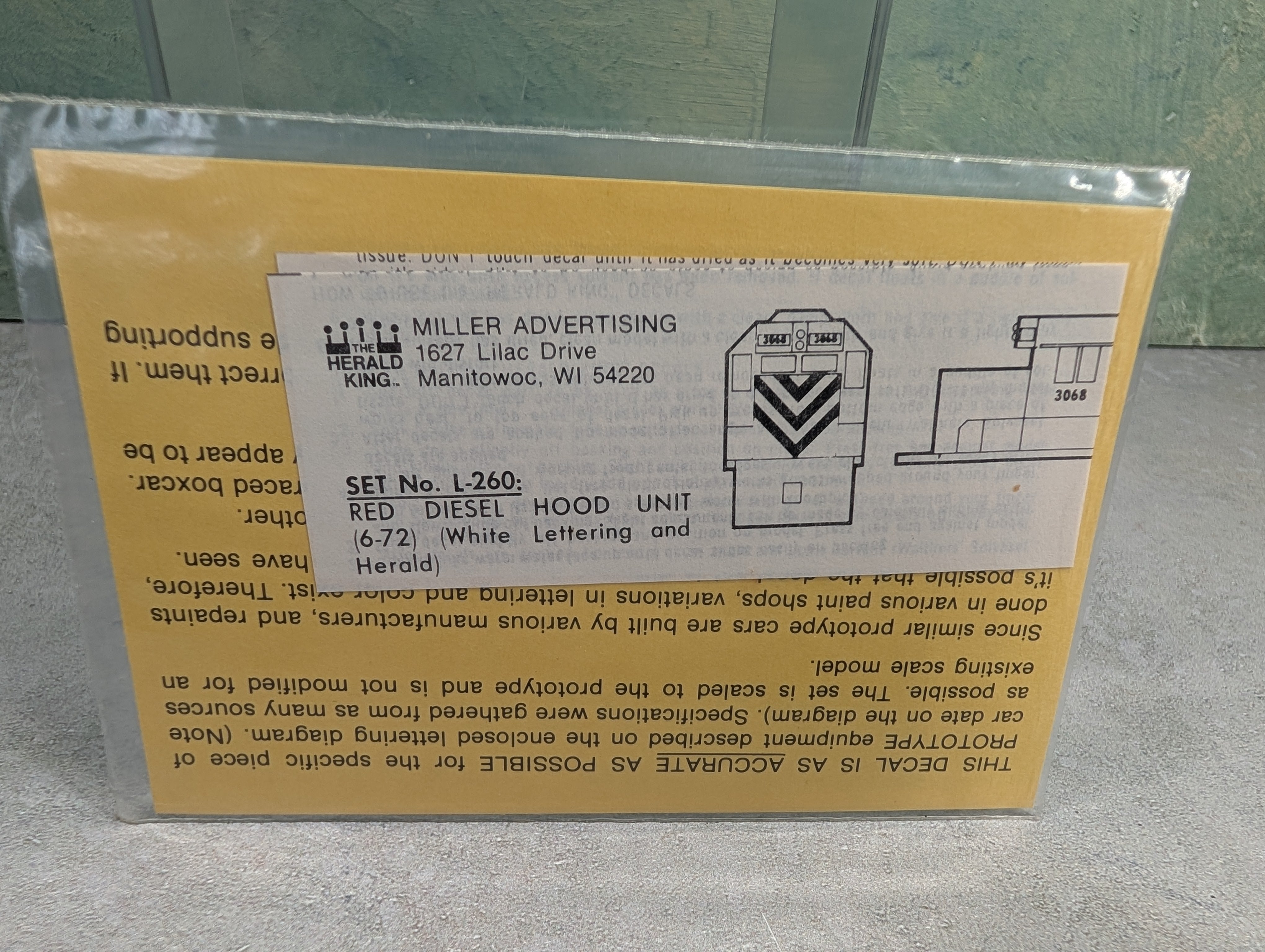 The Herald King L-260 HO Scale Red Diesel Hood Unit 6-72 Jersey Central CNJ Decals