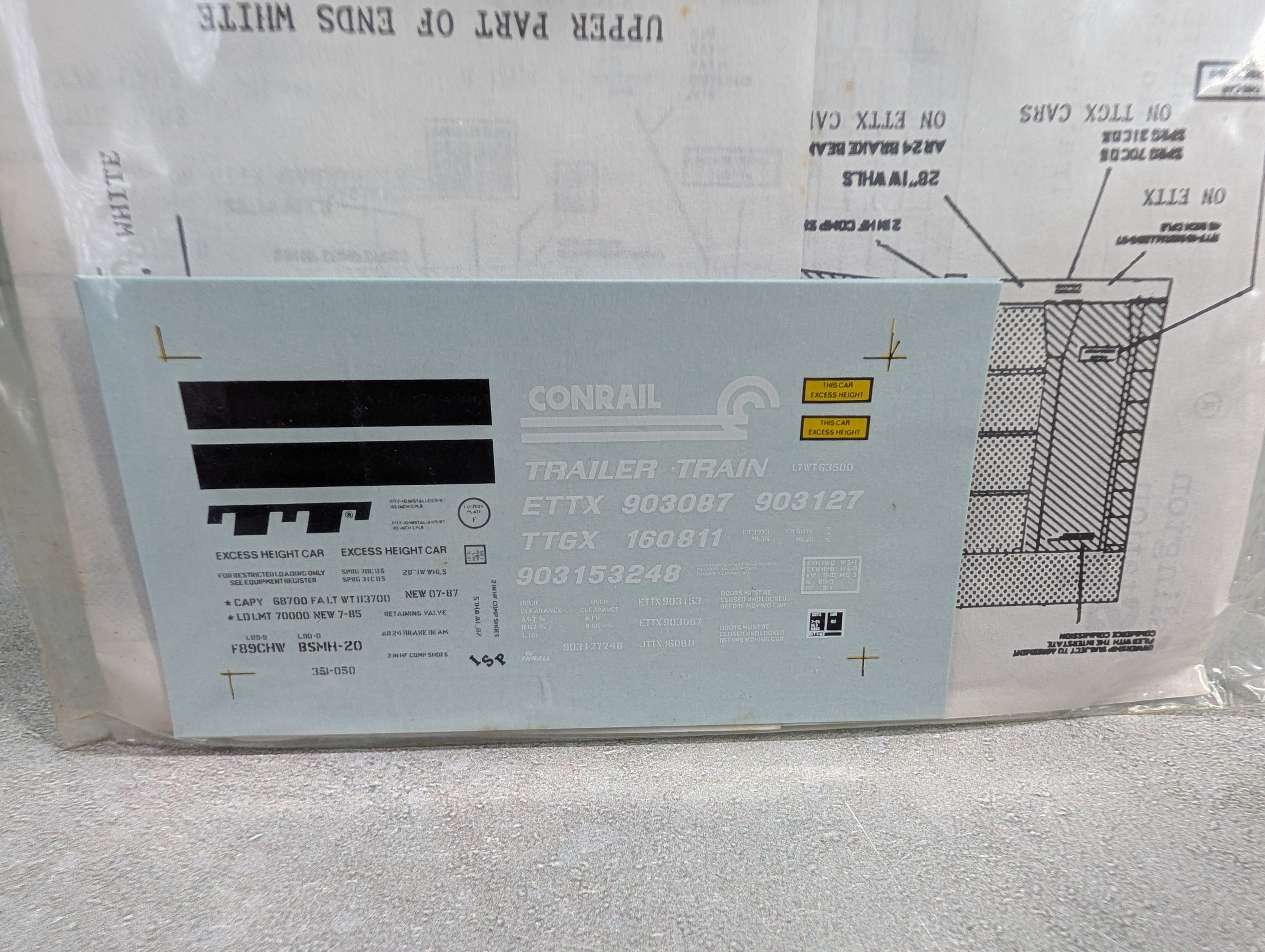 ISP 351-050 HO Scale Conrail Auto Rack Trailer Train Decals