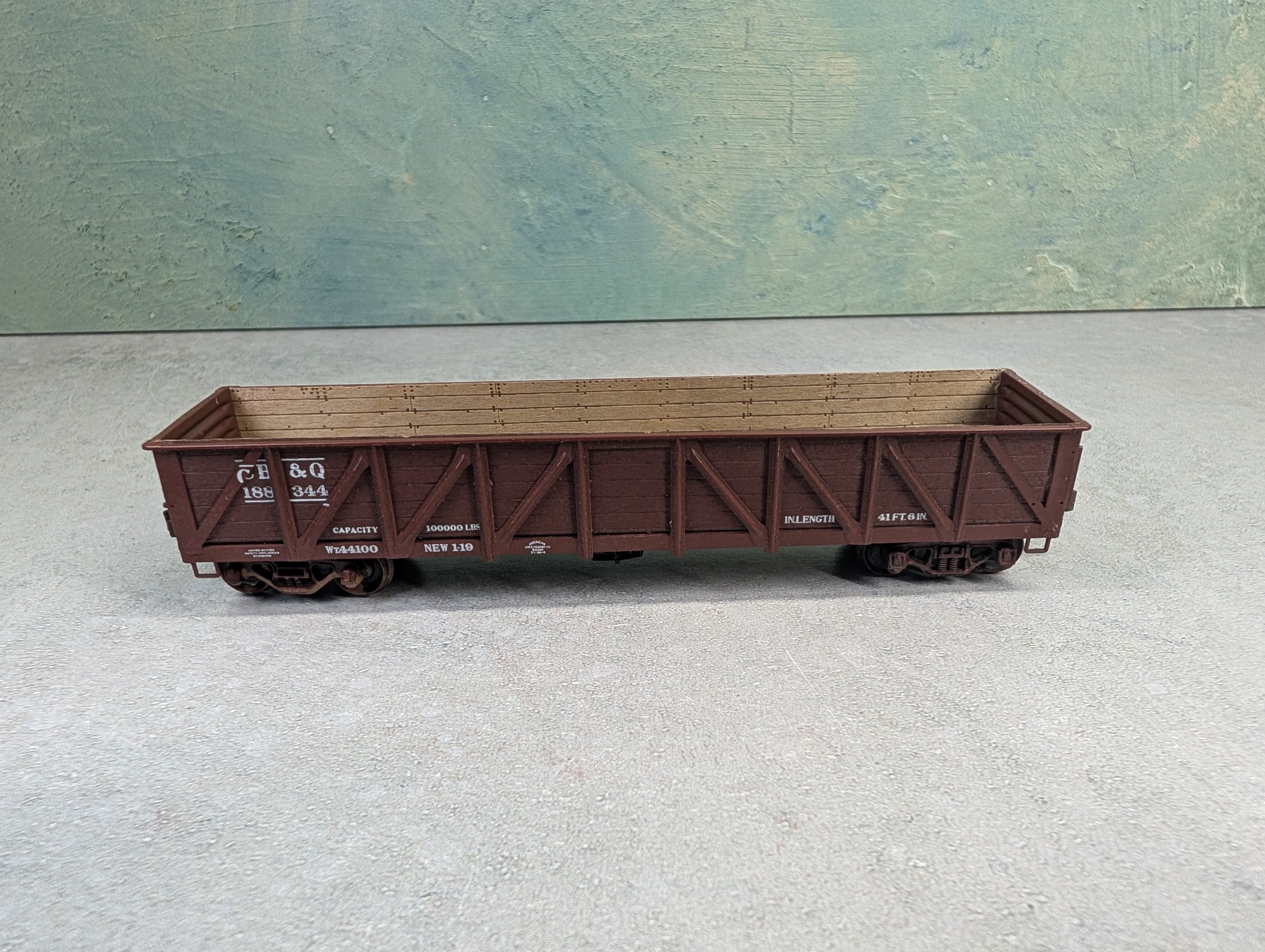 USED HO Scale 41' Wooden Gondola Burlington CB&Q #188344
