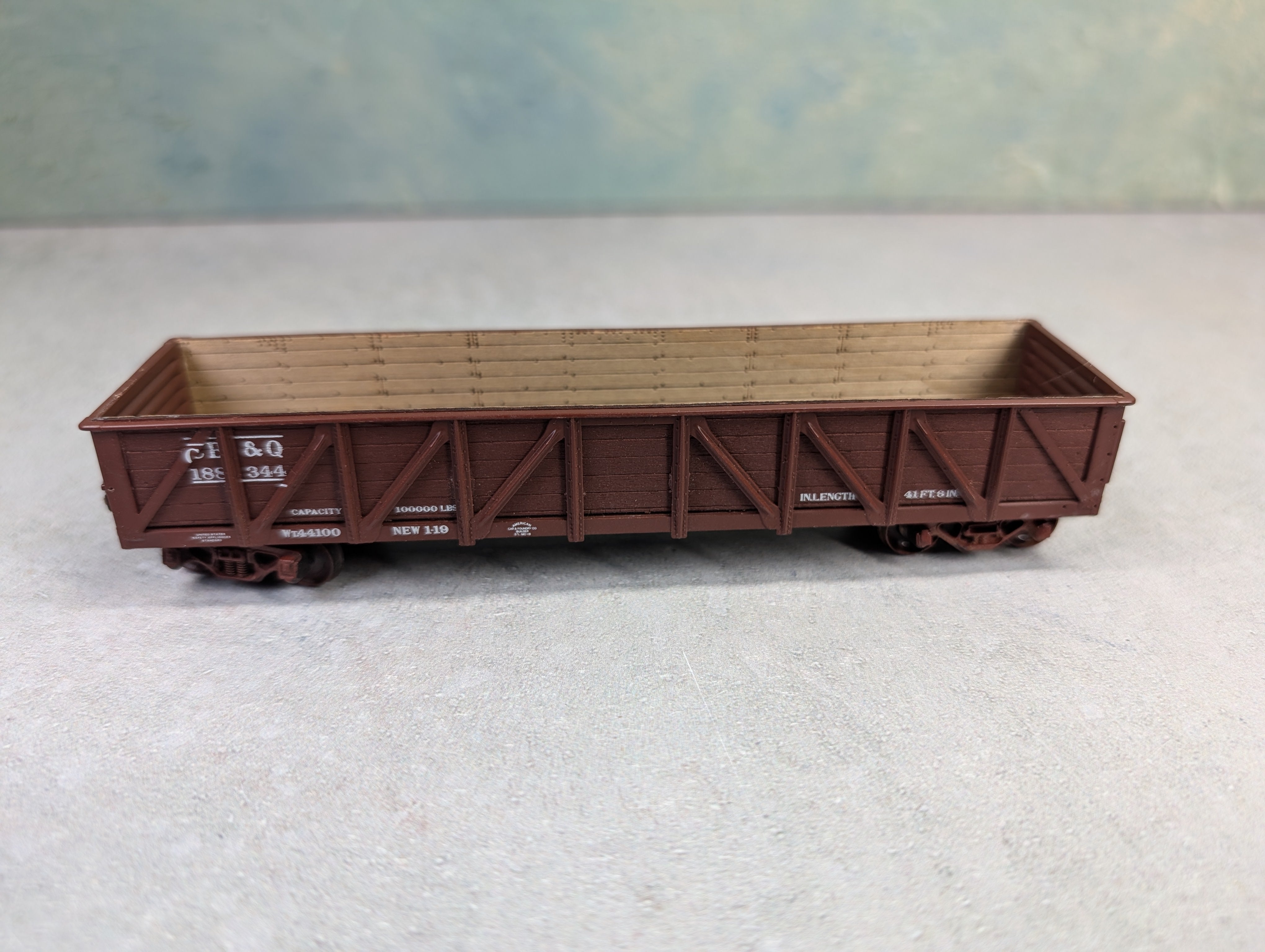USED HO Scale 41' Wooden Gondola Burlington CB&Q #188344
