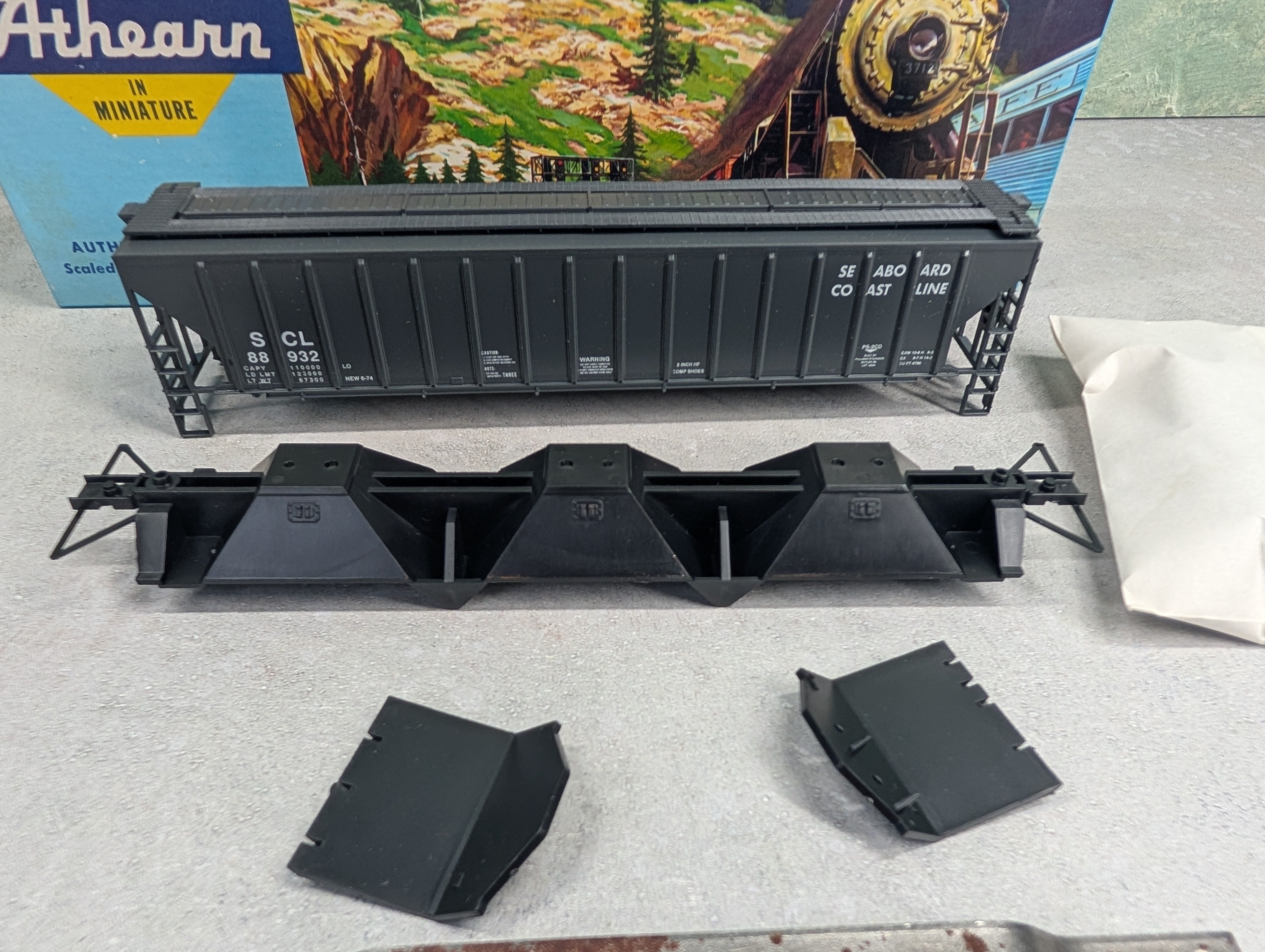 USED Athearn 2235 HO Scale 54' PS Ribside Hopper Seaboard Coast Line SCL #88932 Bev-Bel KIT