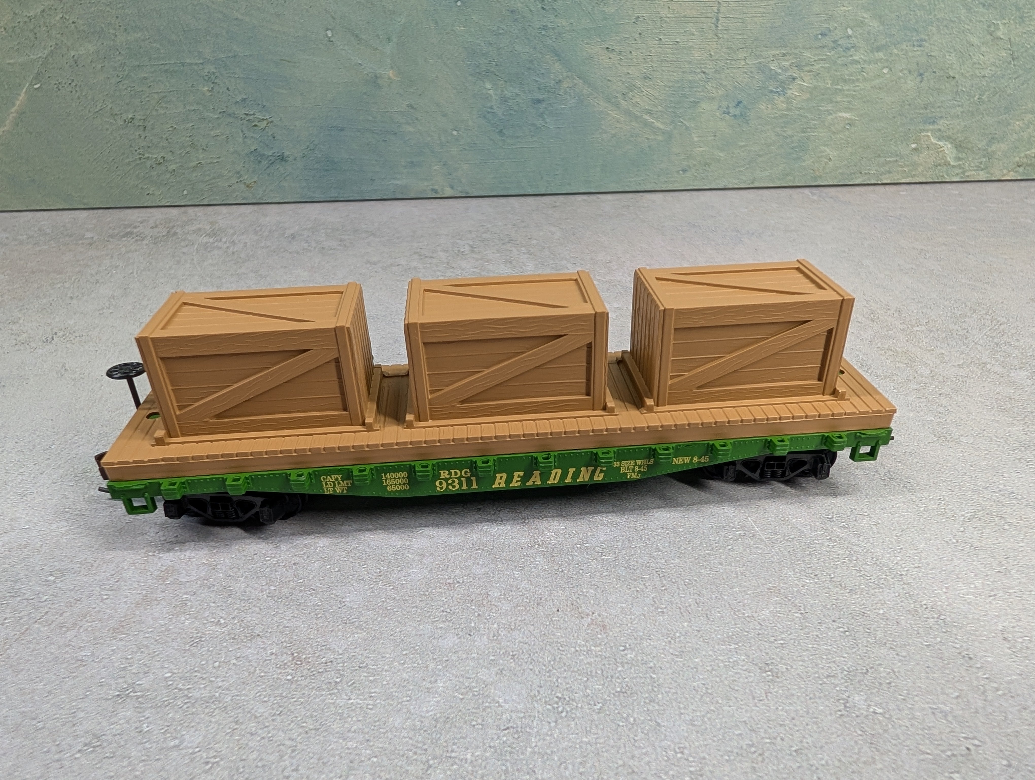 USED Mantua 727-021 HO Scale Flat Car w/ Crates Reading RDG #9311