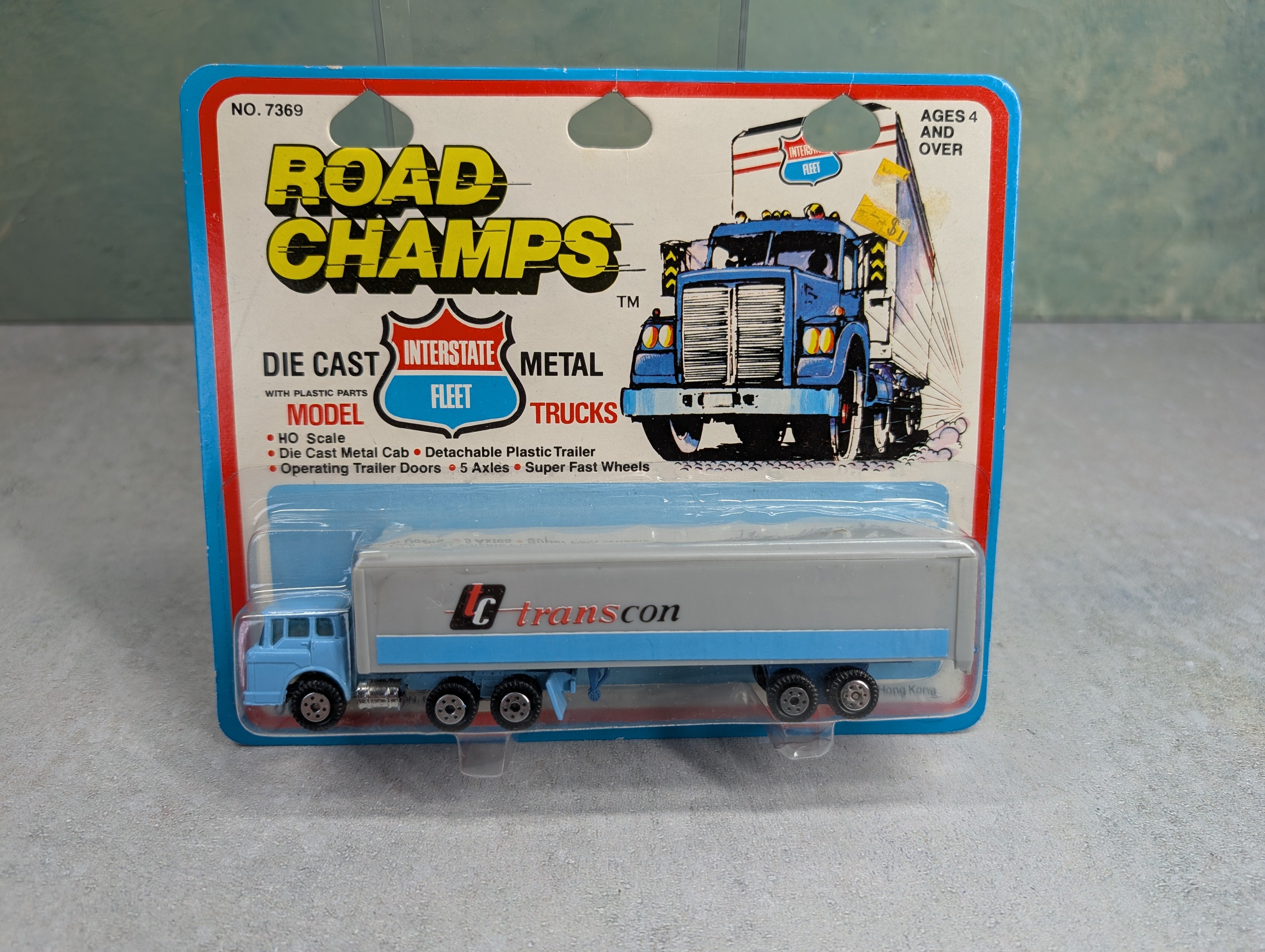 USED Road Champs 7369 HO Scale Interstate Fleet DieCast Trailer and Metal Cab Transcon