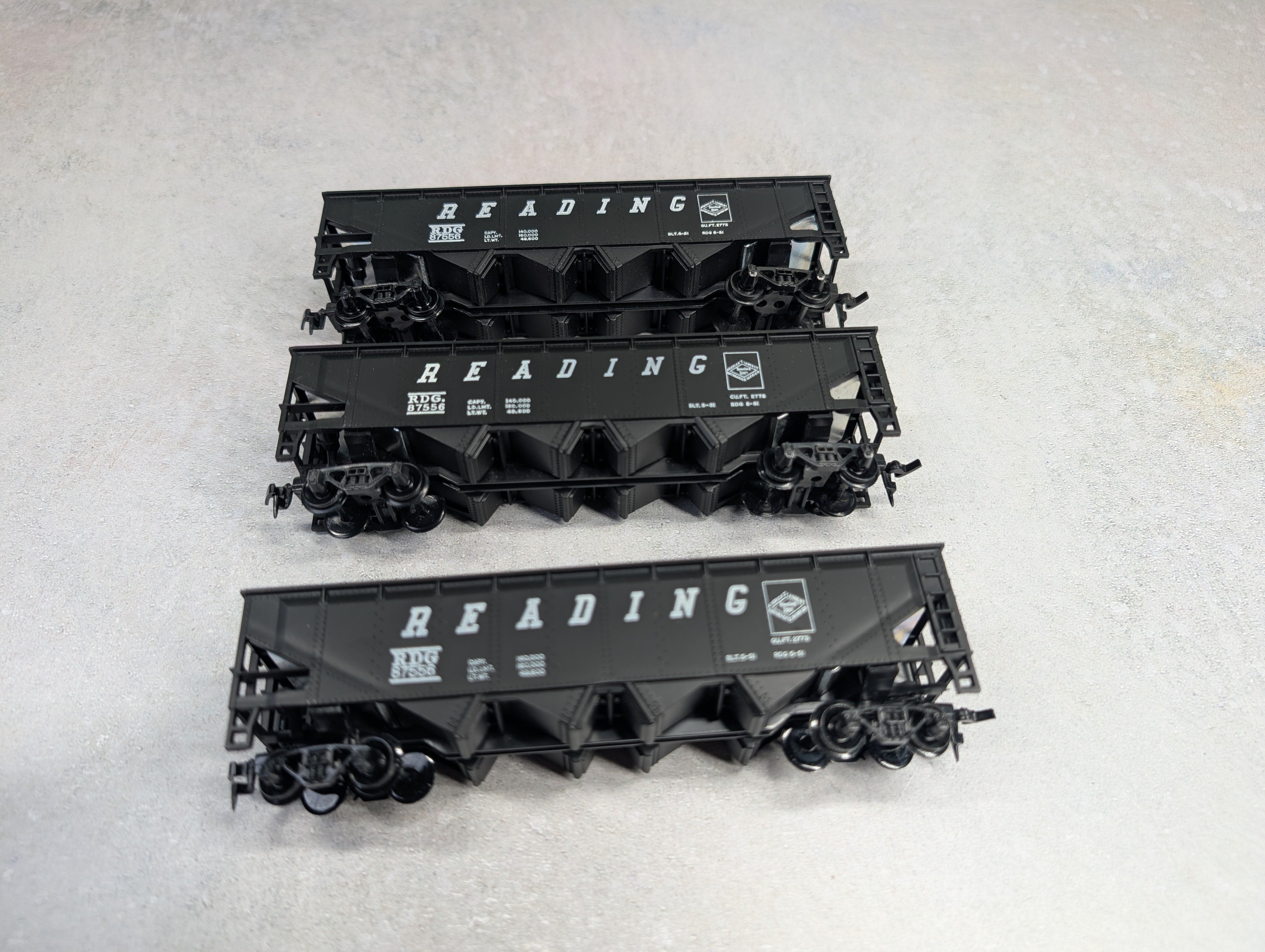 USED Tyco HO Scale Quad Hopper Reading RDG #87556 (3 pcs)