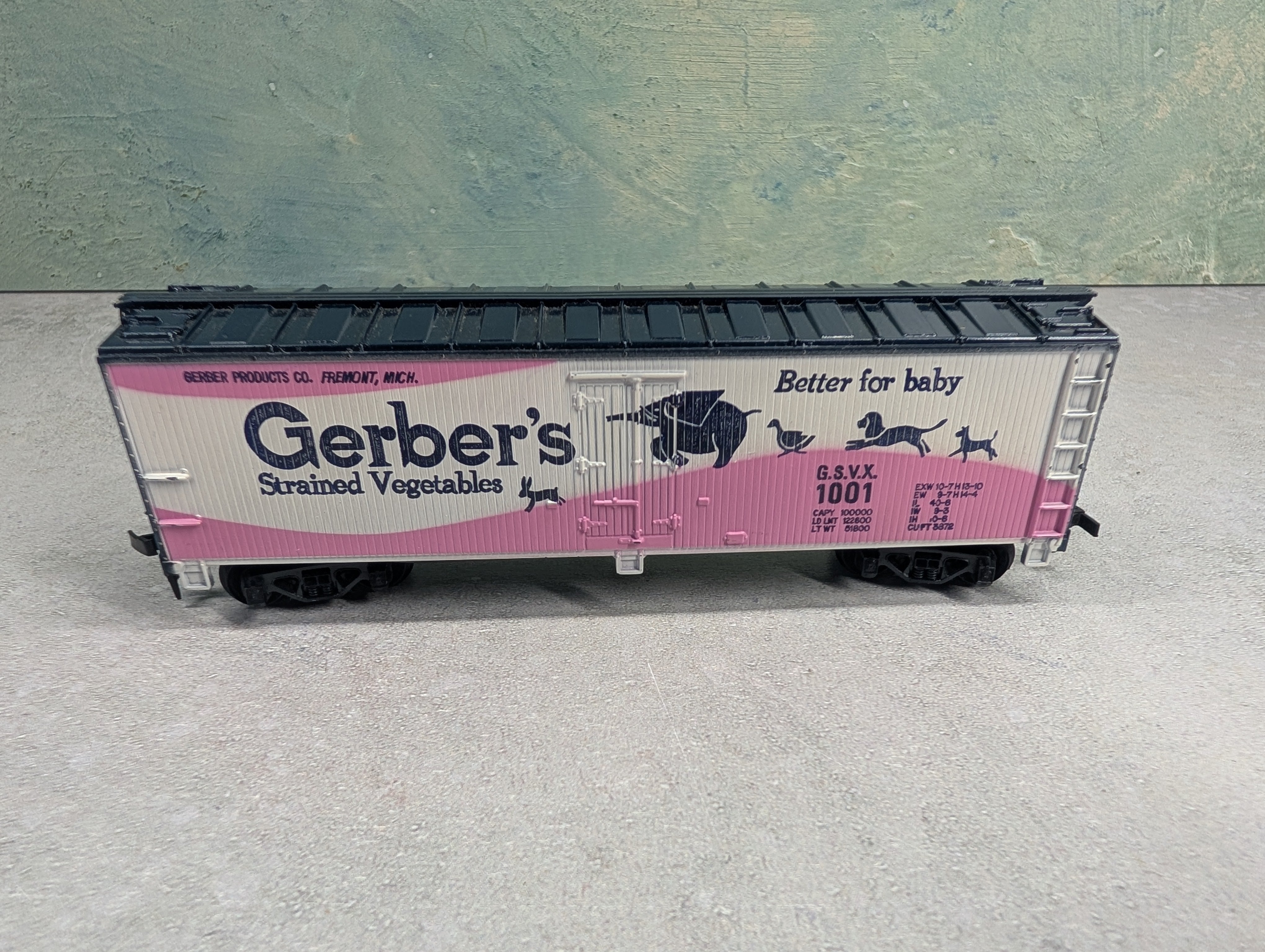 USED Tyco HO Scale 40' Wooden Reefer Box Car Gerber's GSVX #1001