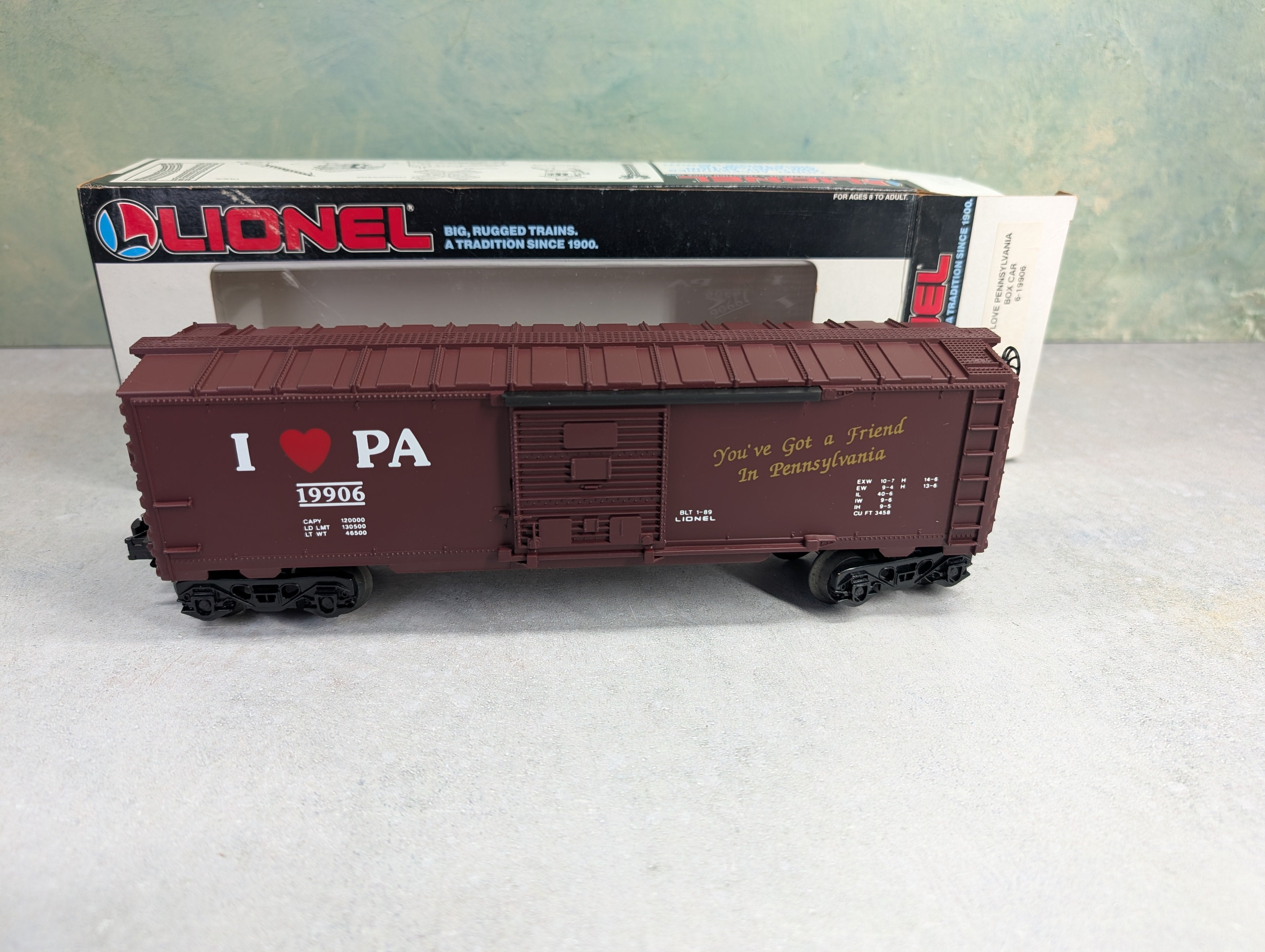 USED Lionel 6-19906 O Box Car I Love Pennsylvania #19906