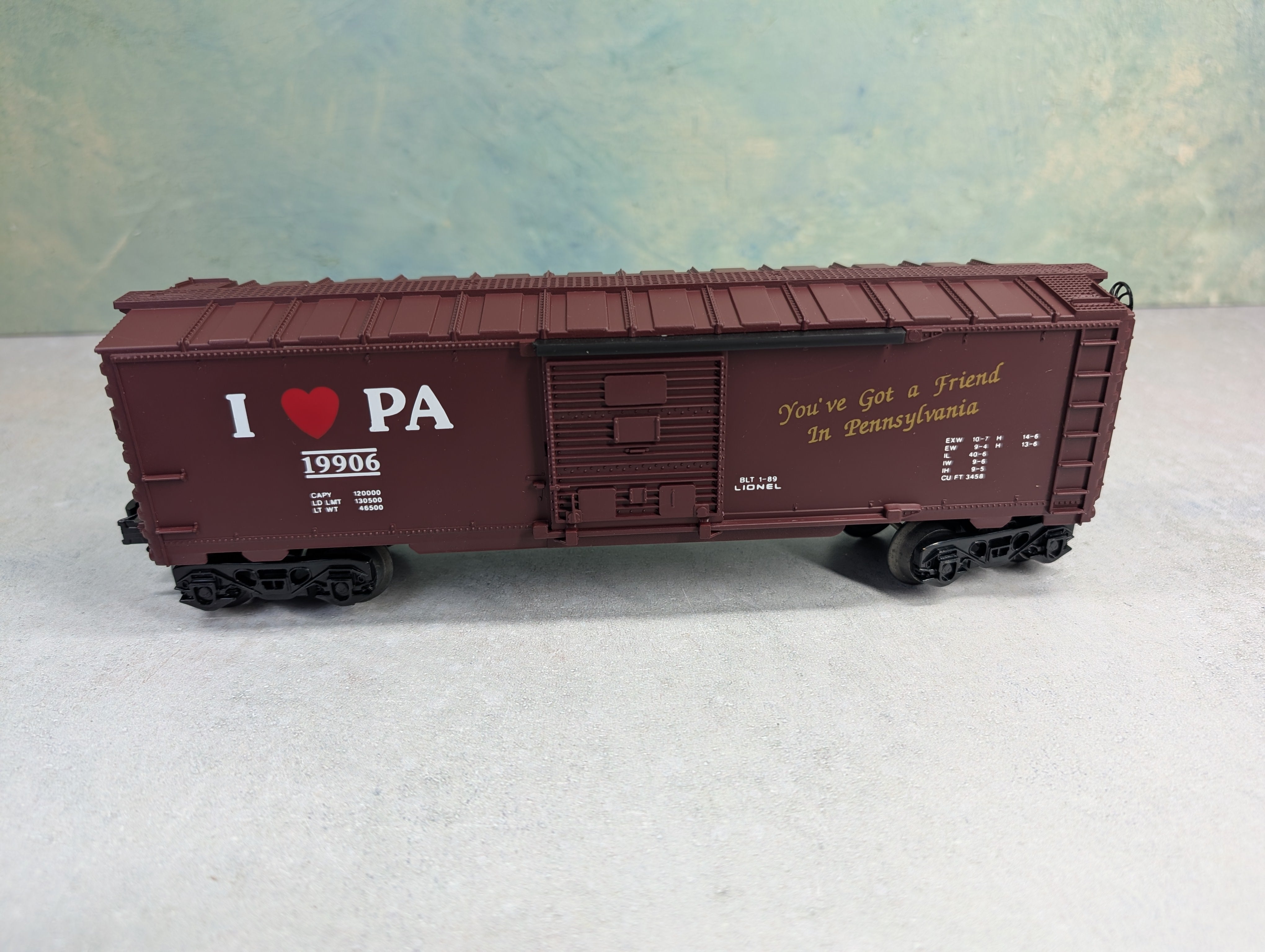 USED Lionel 6-19906 O Box Car I Love Pennsylvania #19906
