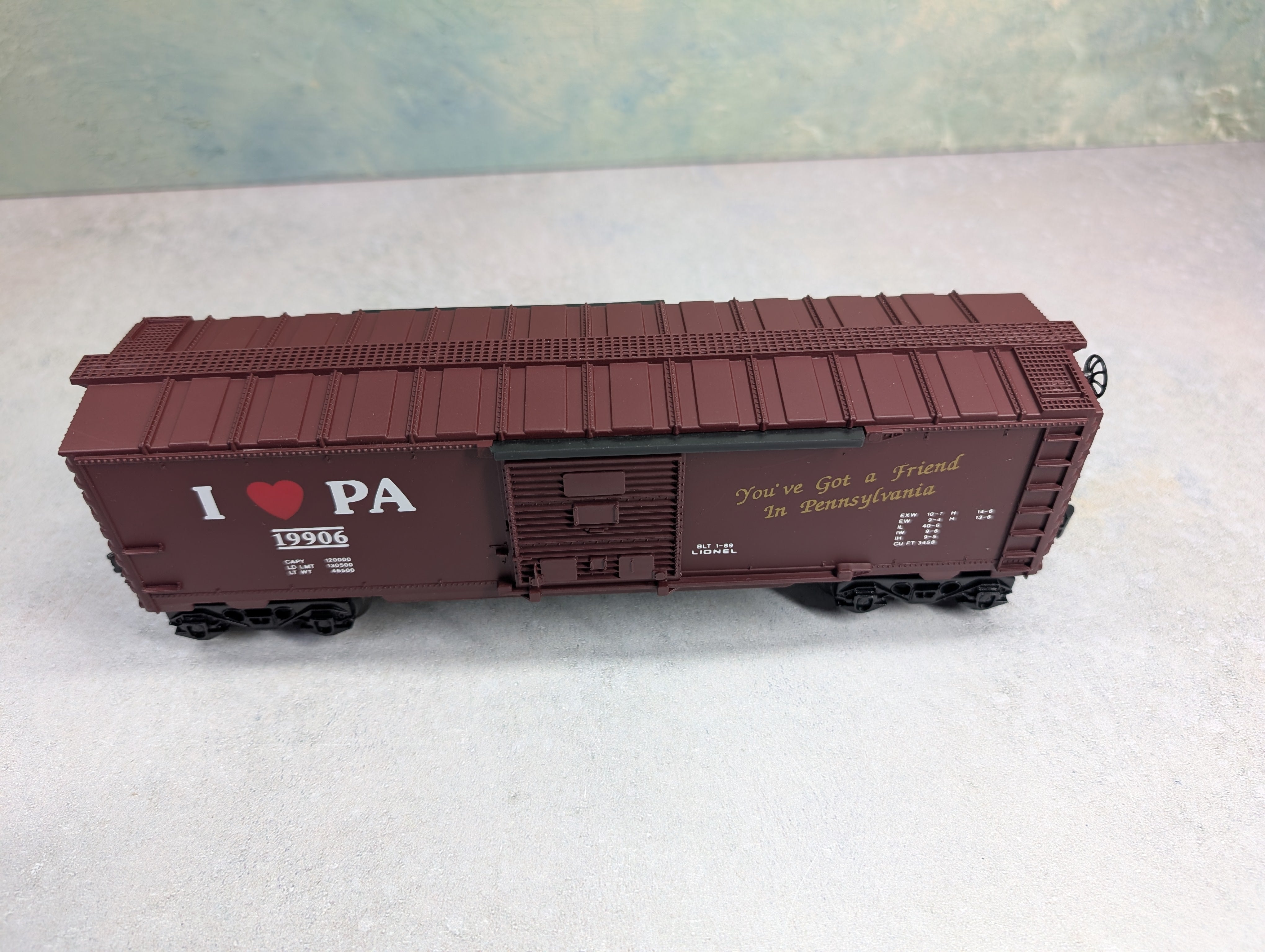USED Lionel 6-19906 O Box Car I Love Pennsylvania #19906