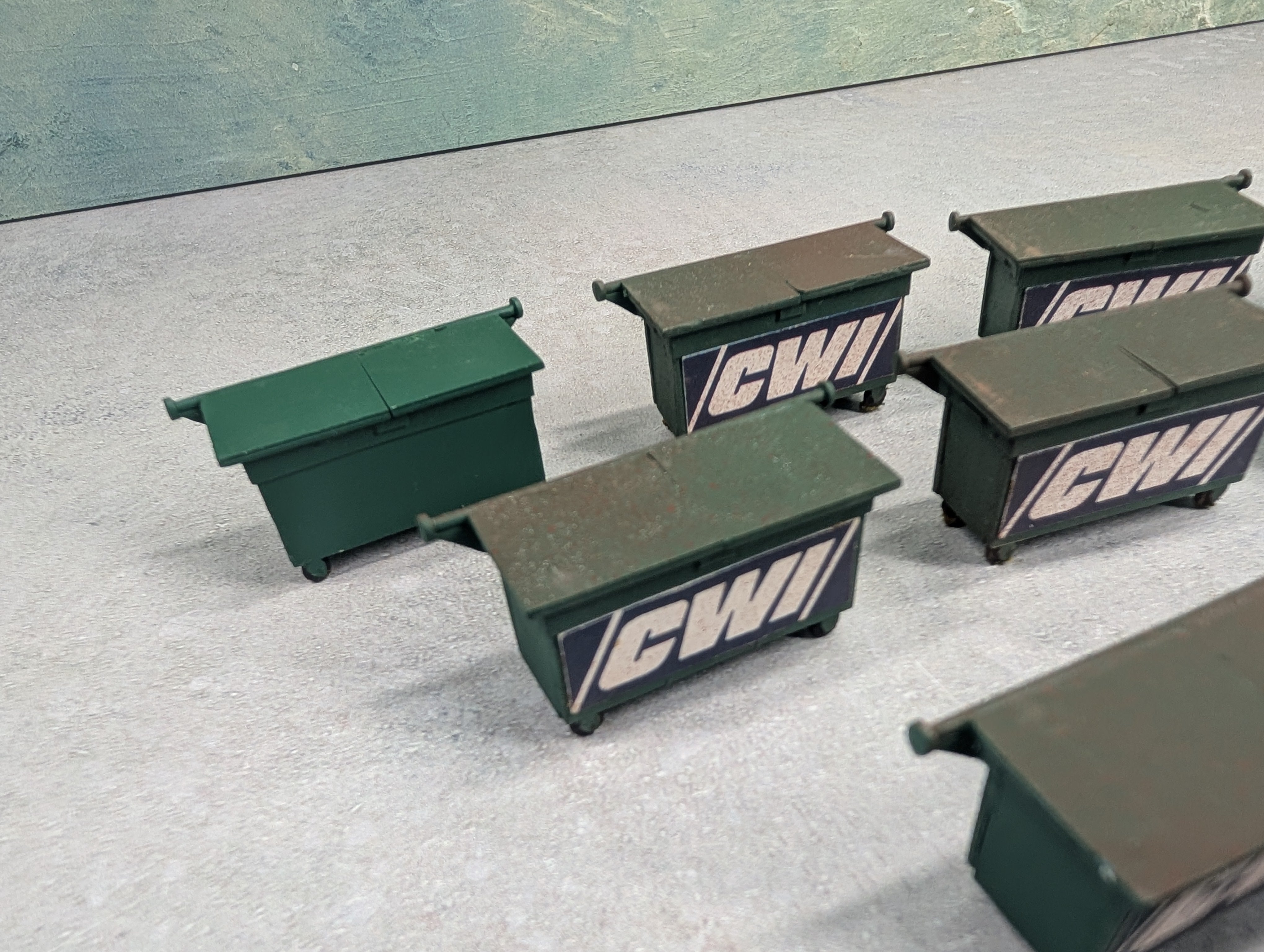 USED O Lot of Green Metal Dumpsters (9 pcs)