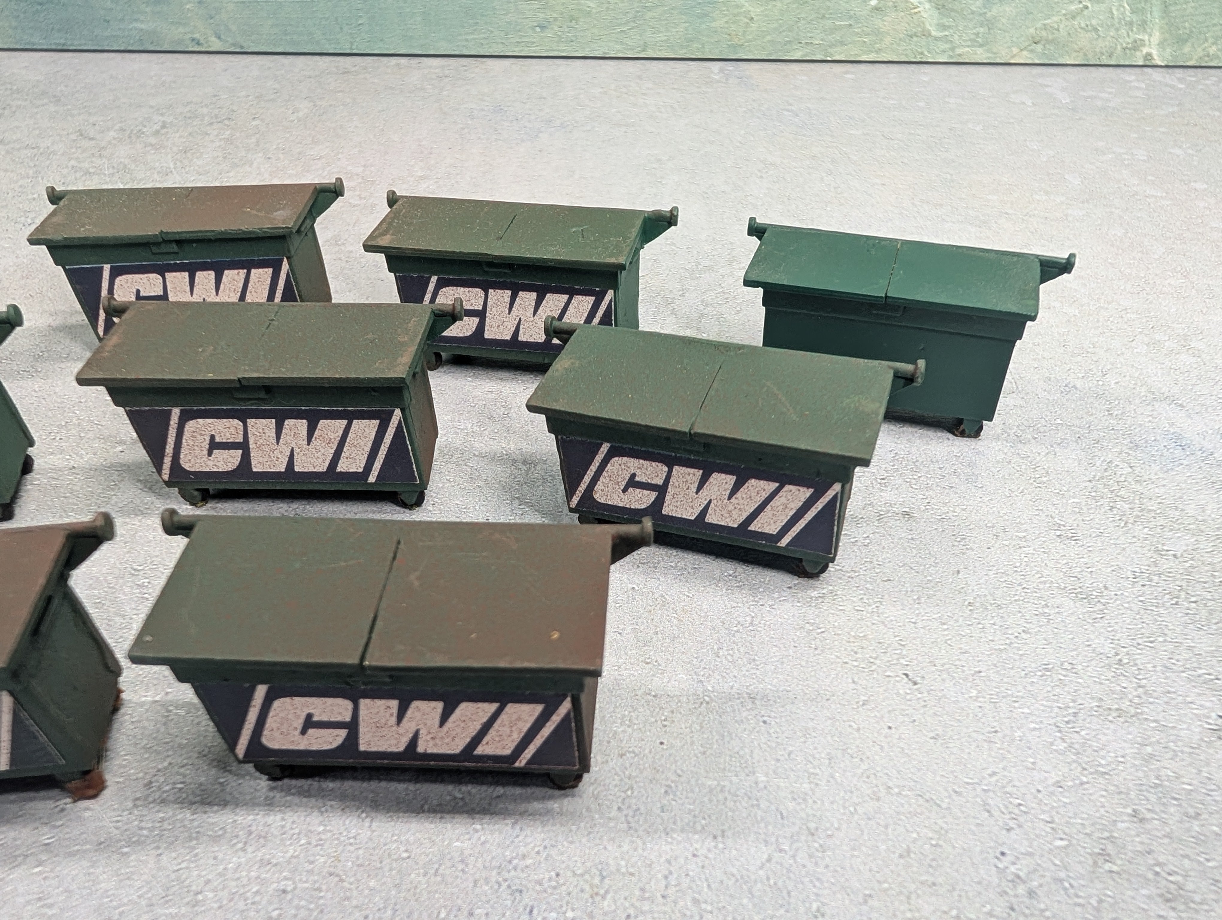 USED O Lot of Green Metal Dumpsters (9 pcs)