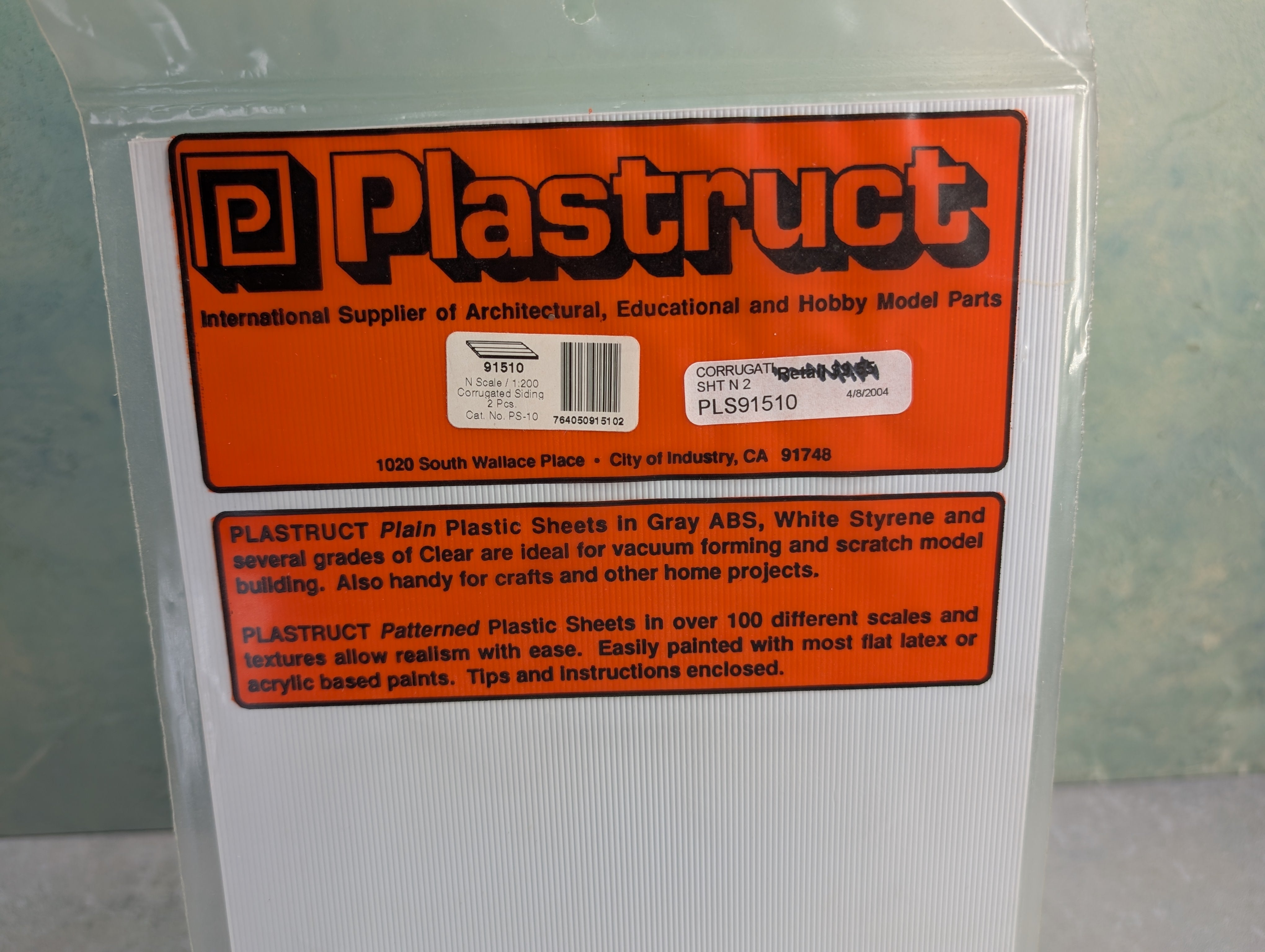 Plastruct 91510 Multi Scale White Corrugated Siding (2pcs)