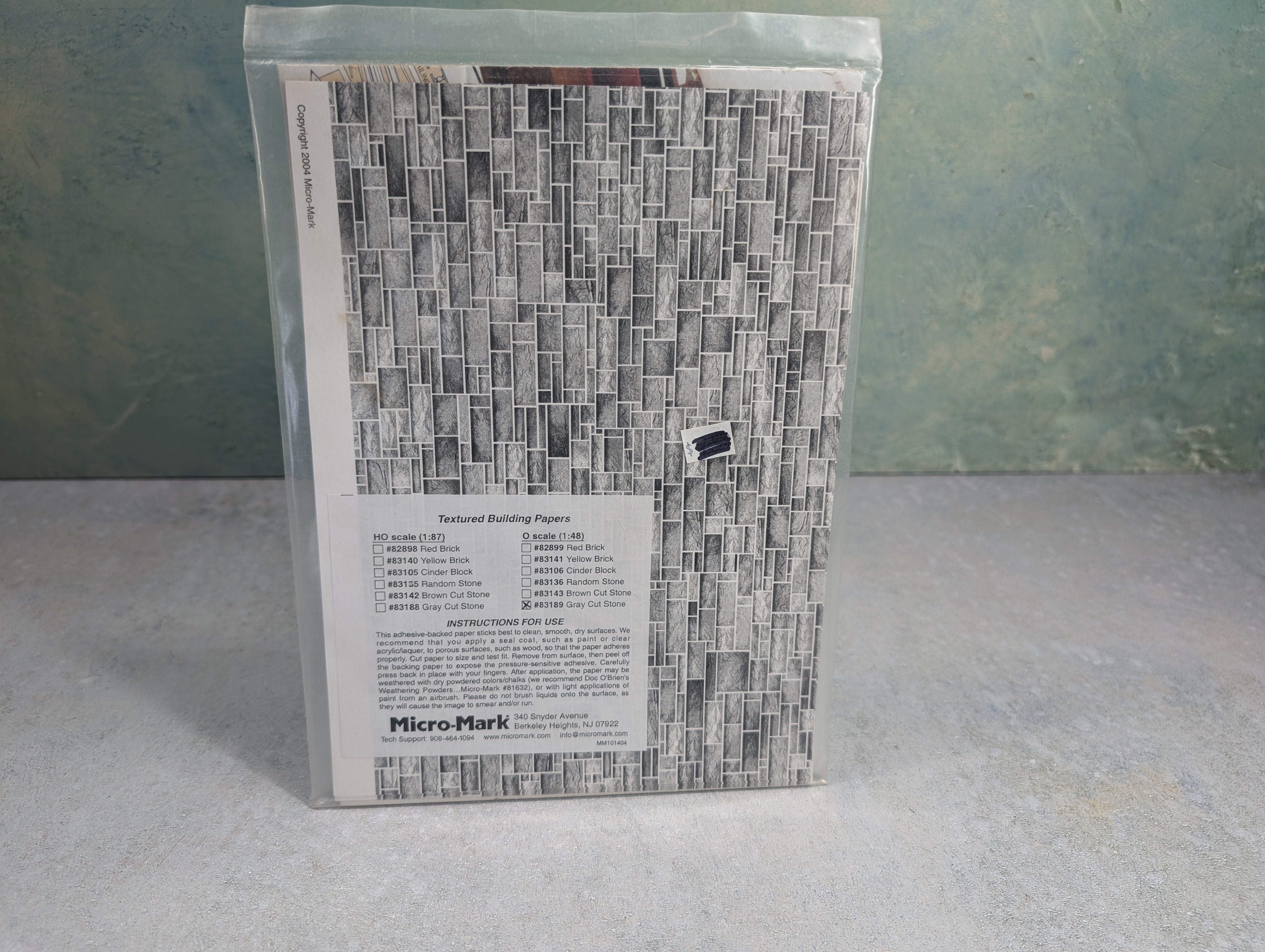 USED MICRO-MARK 83189 Multi Scale Gray Cut Stone Textured Adhesvie Building Paper