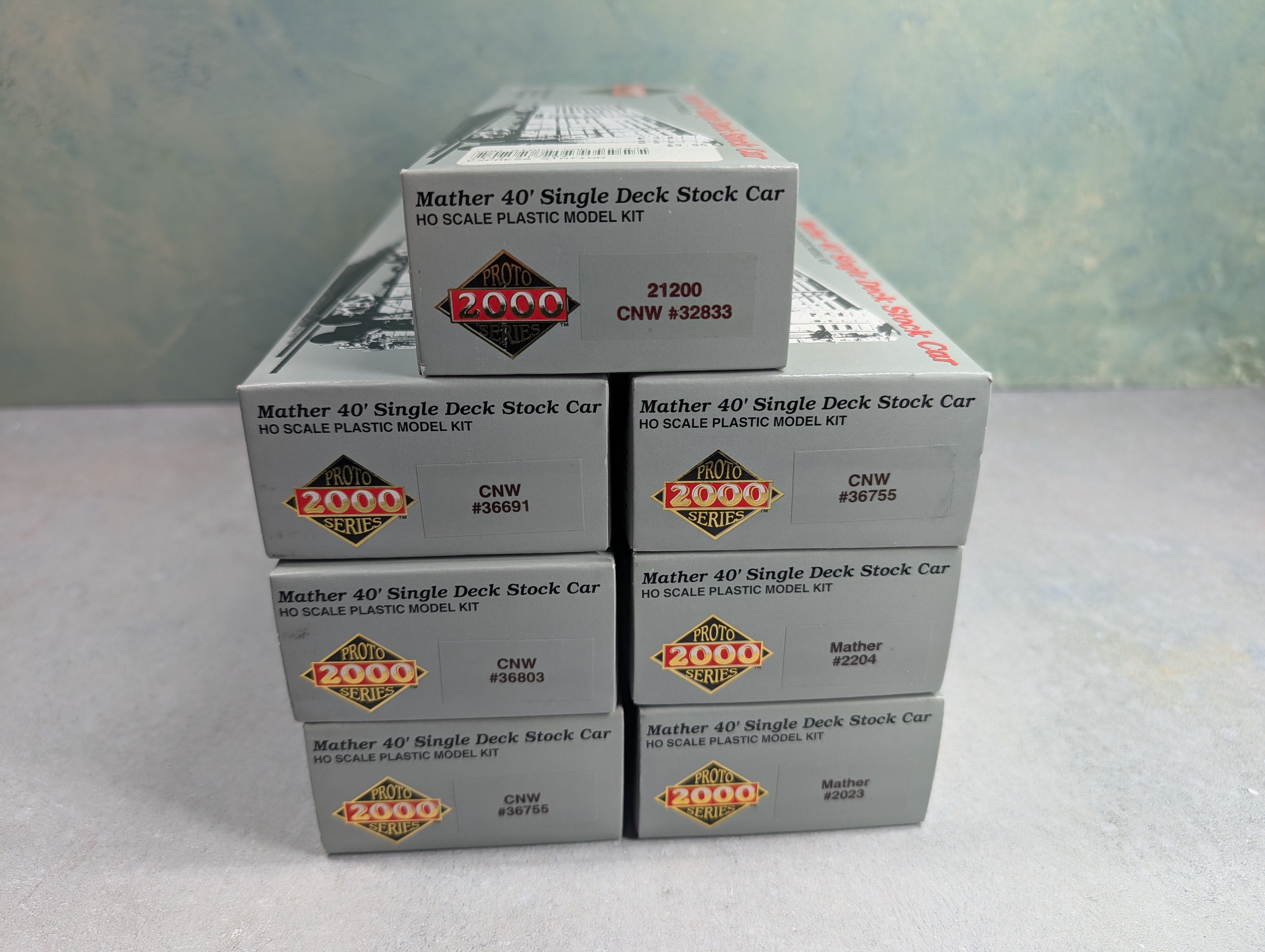 USED Life-Like 21200 HO Scale Lot of Mather 40' Single Deck Stock Car, Cattle Car Proto2000 KIT (7 pcs)