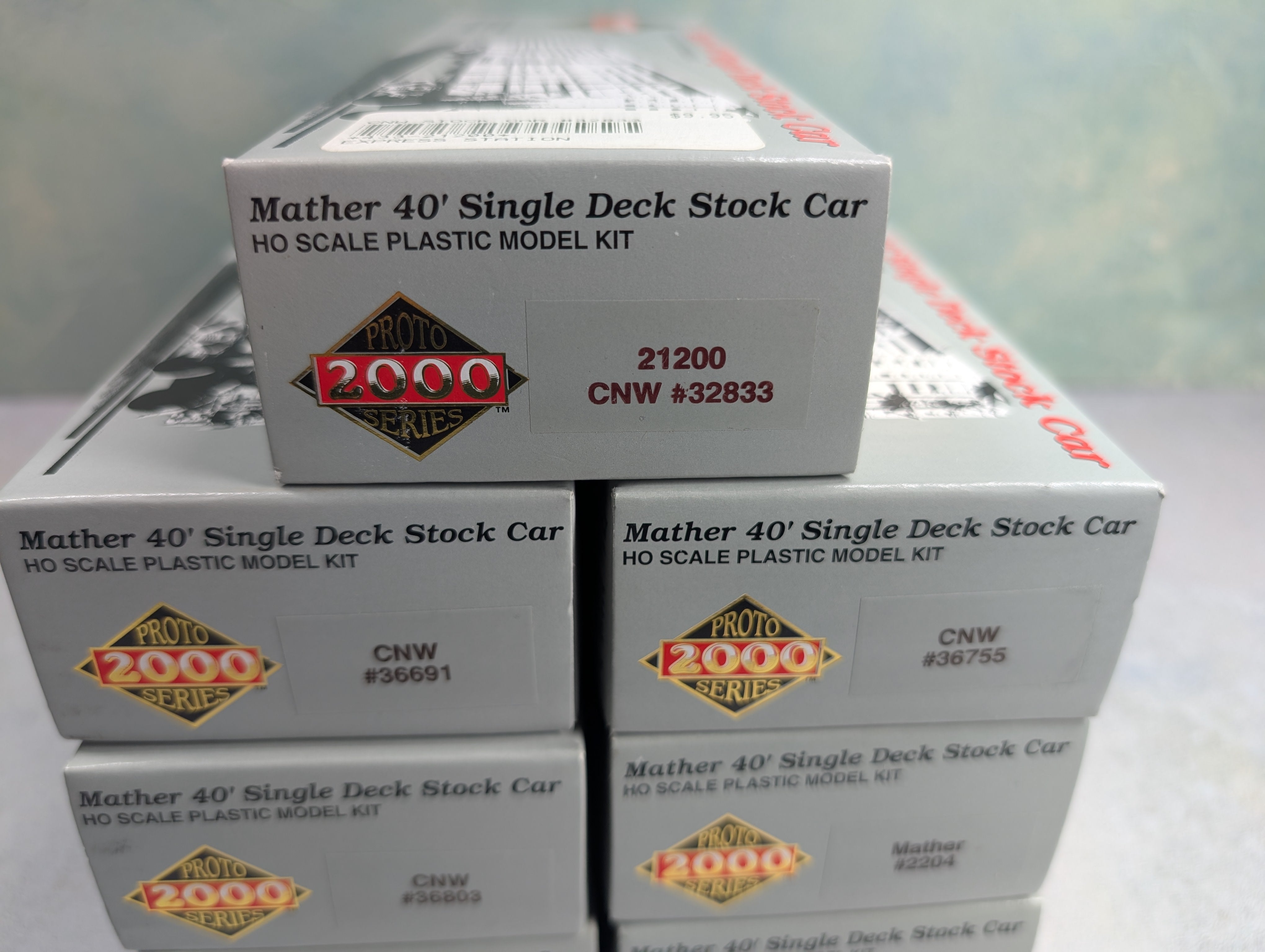 USED Life-Like 21200 HO Scale Lot of Mather 40' Single Deck Stock Car, Cattle Car Proto2000 KIT (7 pcs)